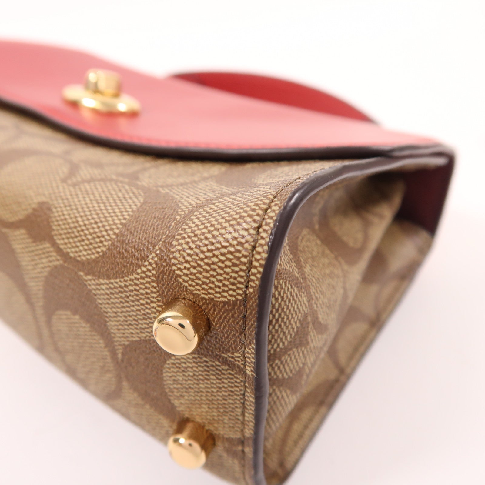 COACH 塗層帆布/皮革Tilly Satchel 23金扣手挽肩背兩用袋