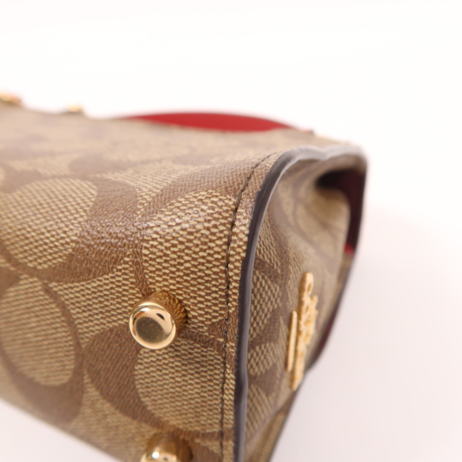 COACH 塗層帆布/皮革Tilly Satchel 23金扣手挽肩背兩用袋