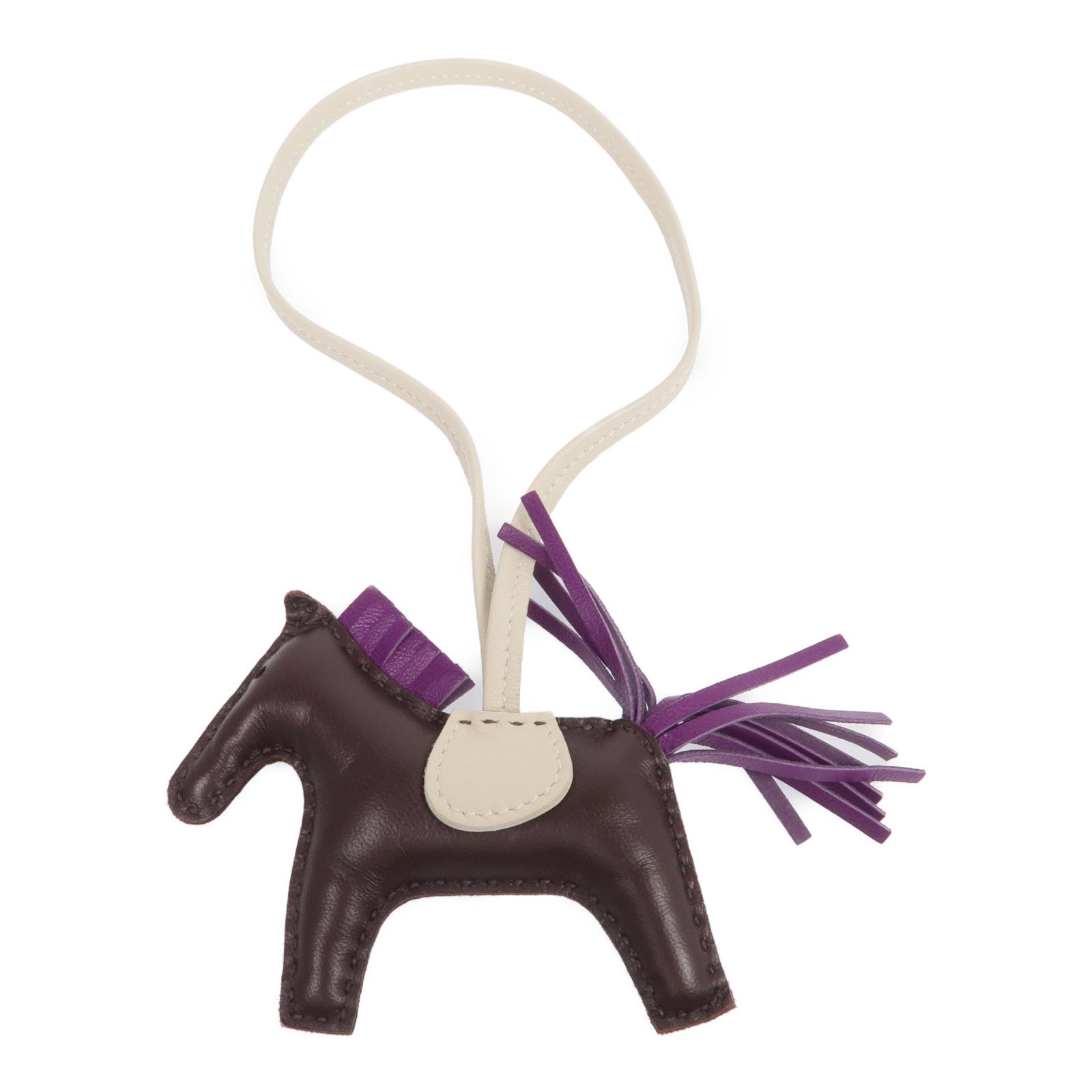 HERMES Milo皮革Rodeo PM掛飾Violet/Rouge