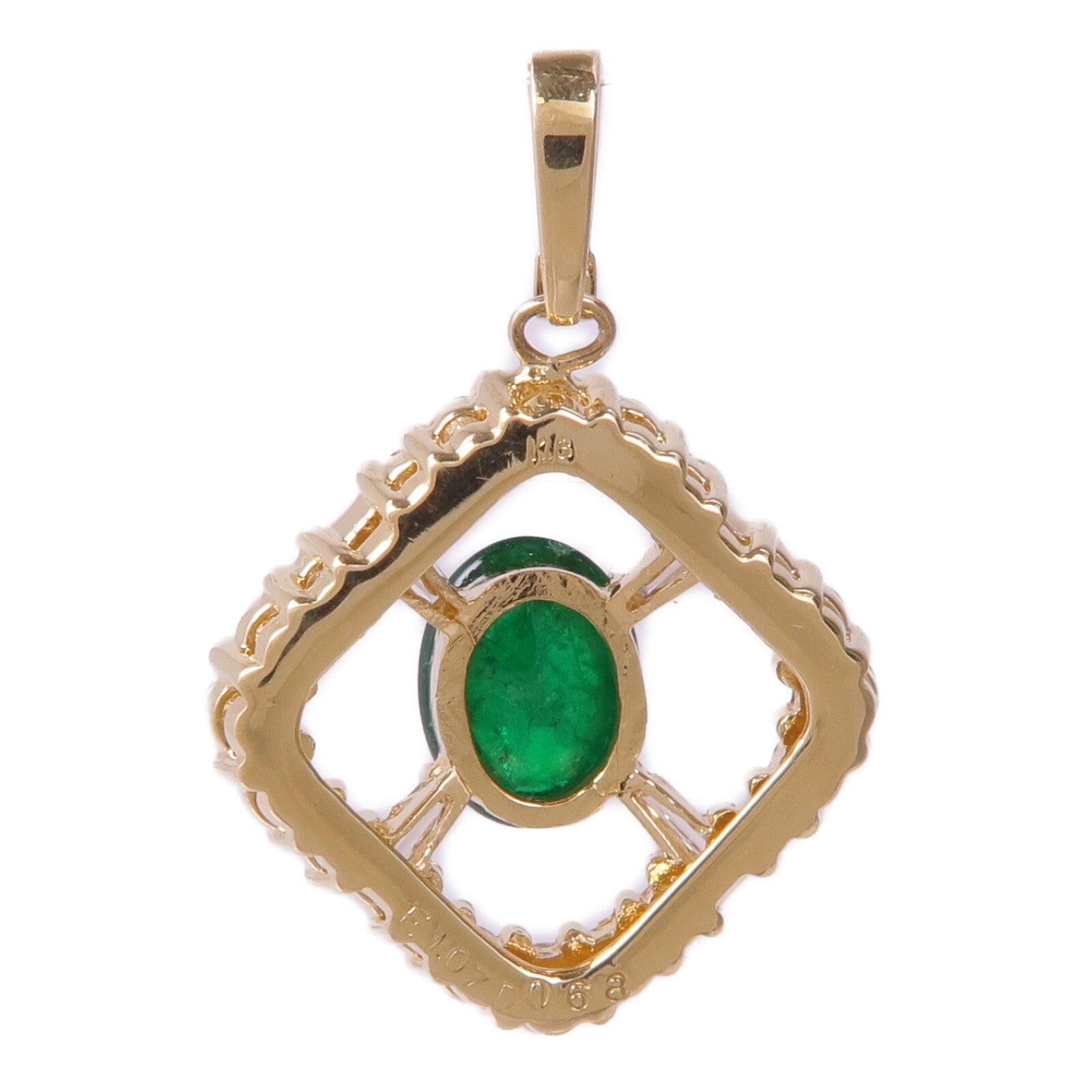 JEWELRY 18K黃金Emerald Diamond Pendant Top綠寶石/鑽石項鍊