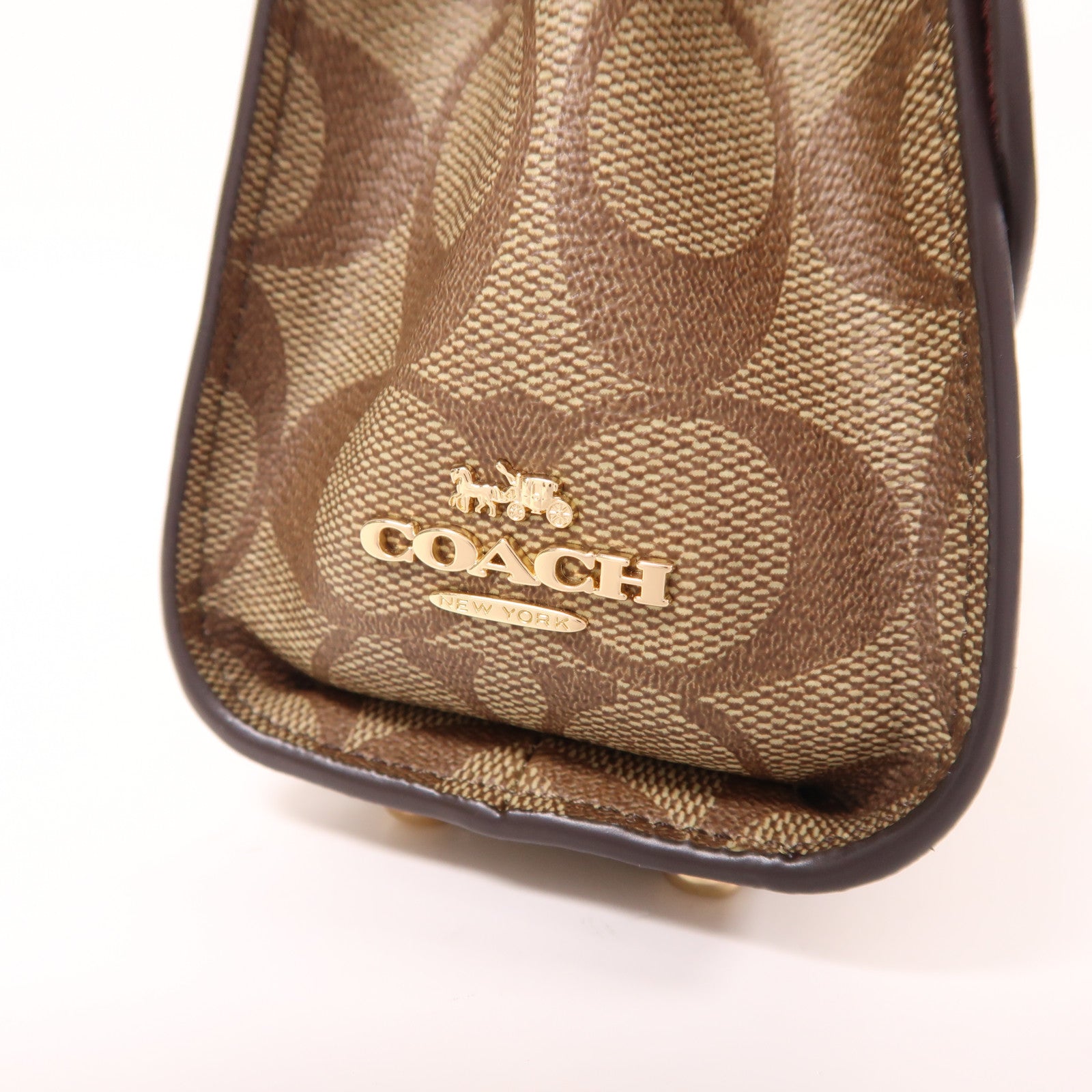 COACH 塗層帆布/皮革Tilly Satchel 23金扣手挽肩背兩用袋
