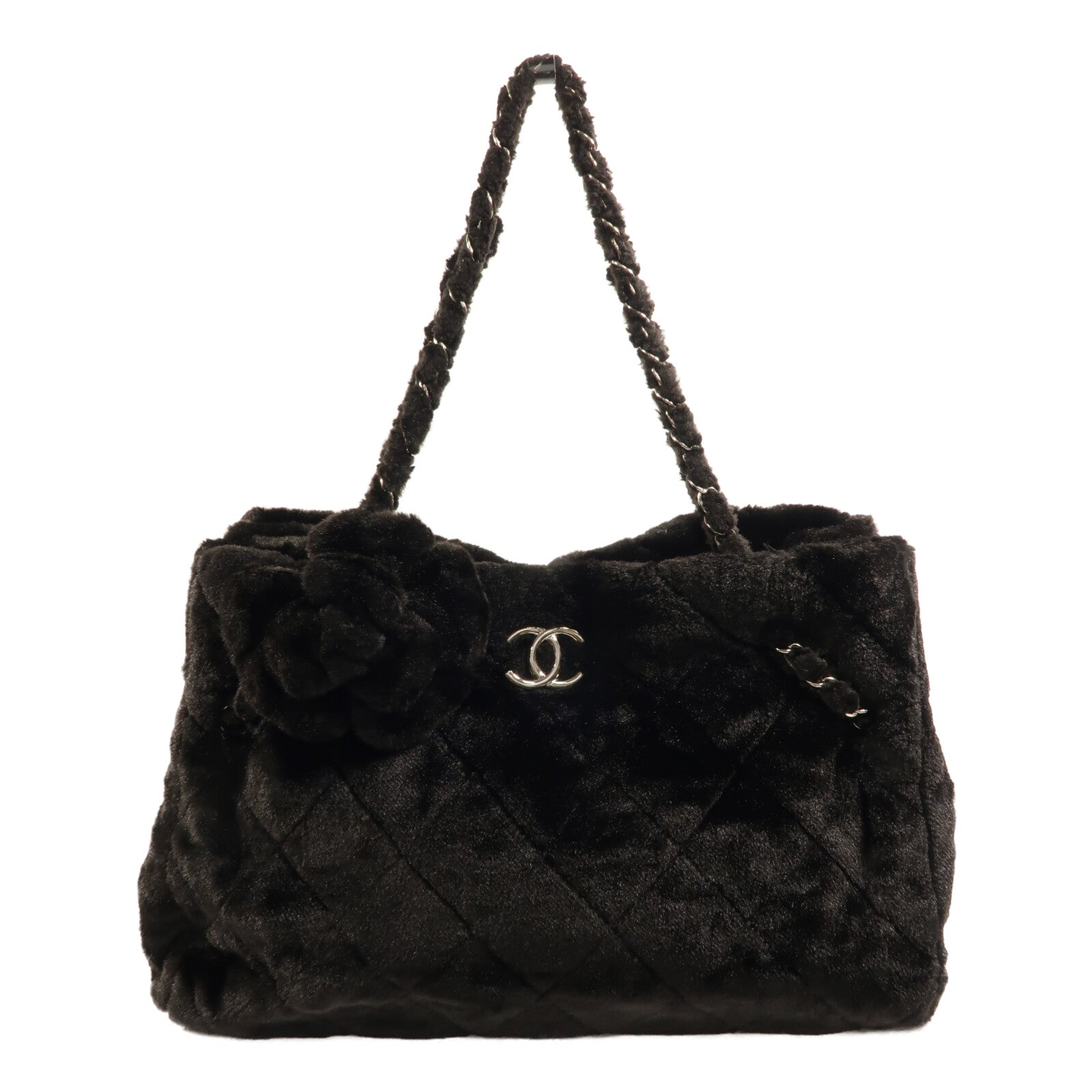 CHANEL Fantasy Fur Camellia Tote Bag肩背袋