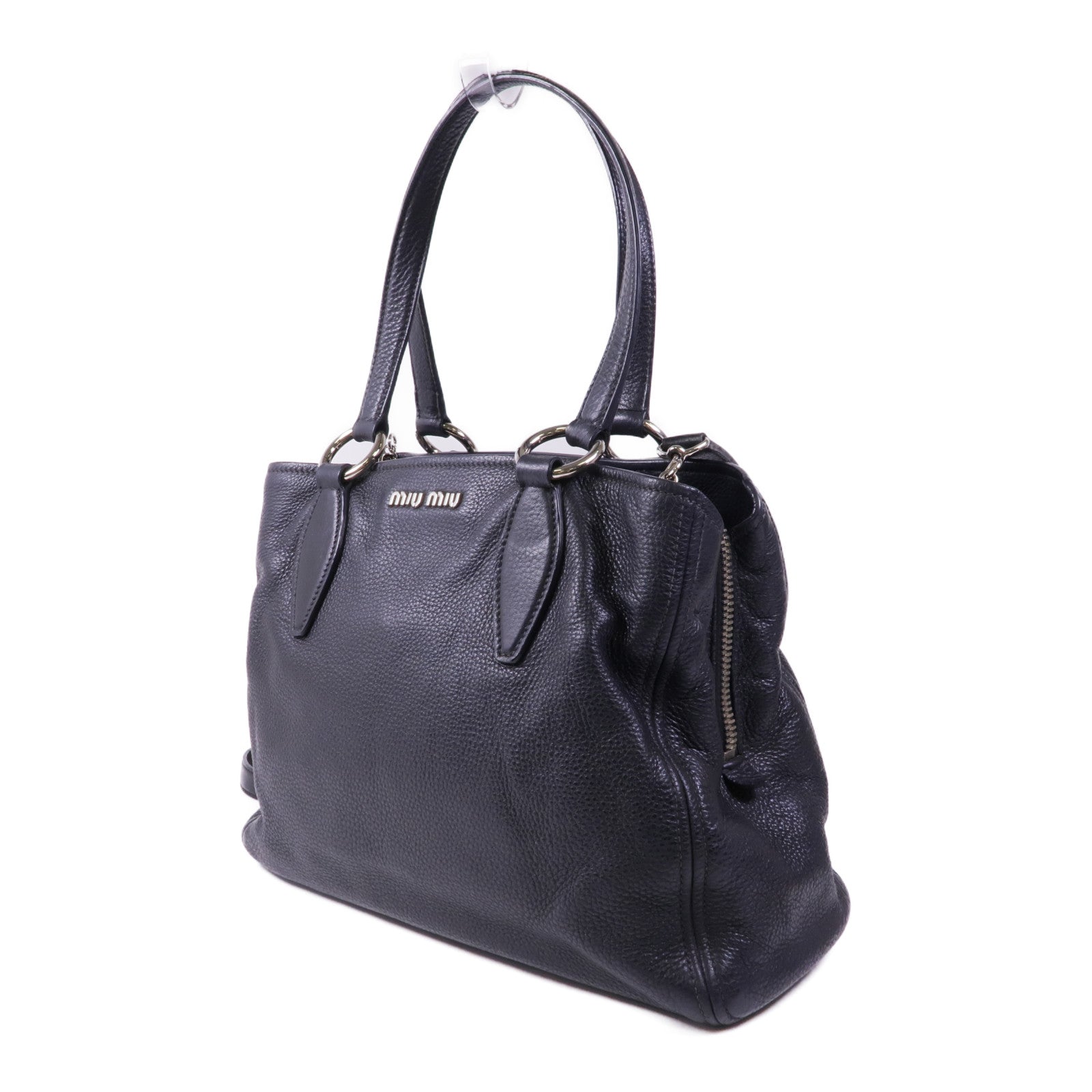 Miu Miu 牛皮皮革2 Way Shoulder銀扣手挽肩背兩用袋