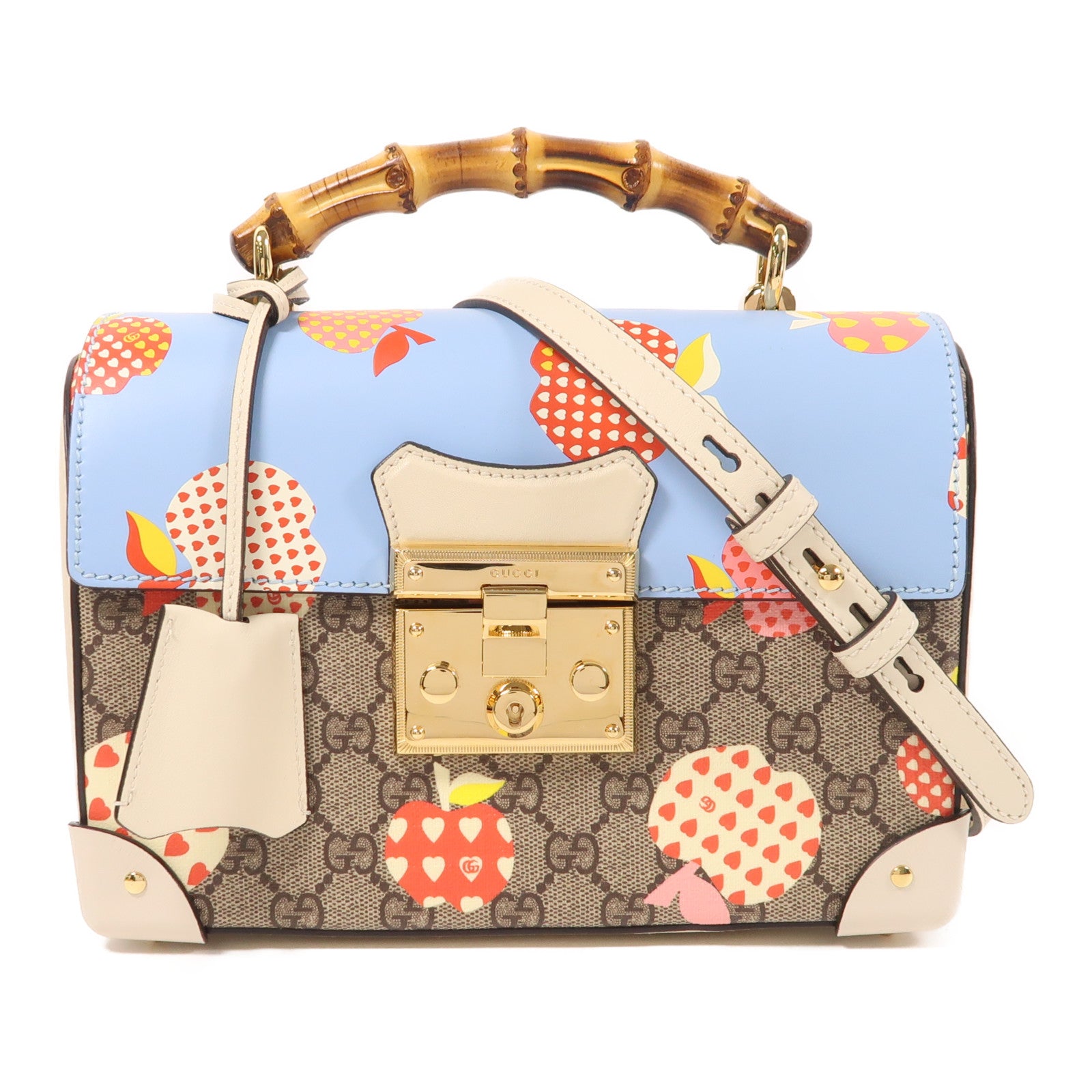 GUCCI 塗層帆布/皮革Padlock金扣手挽肩背兩用袋