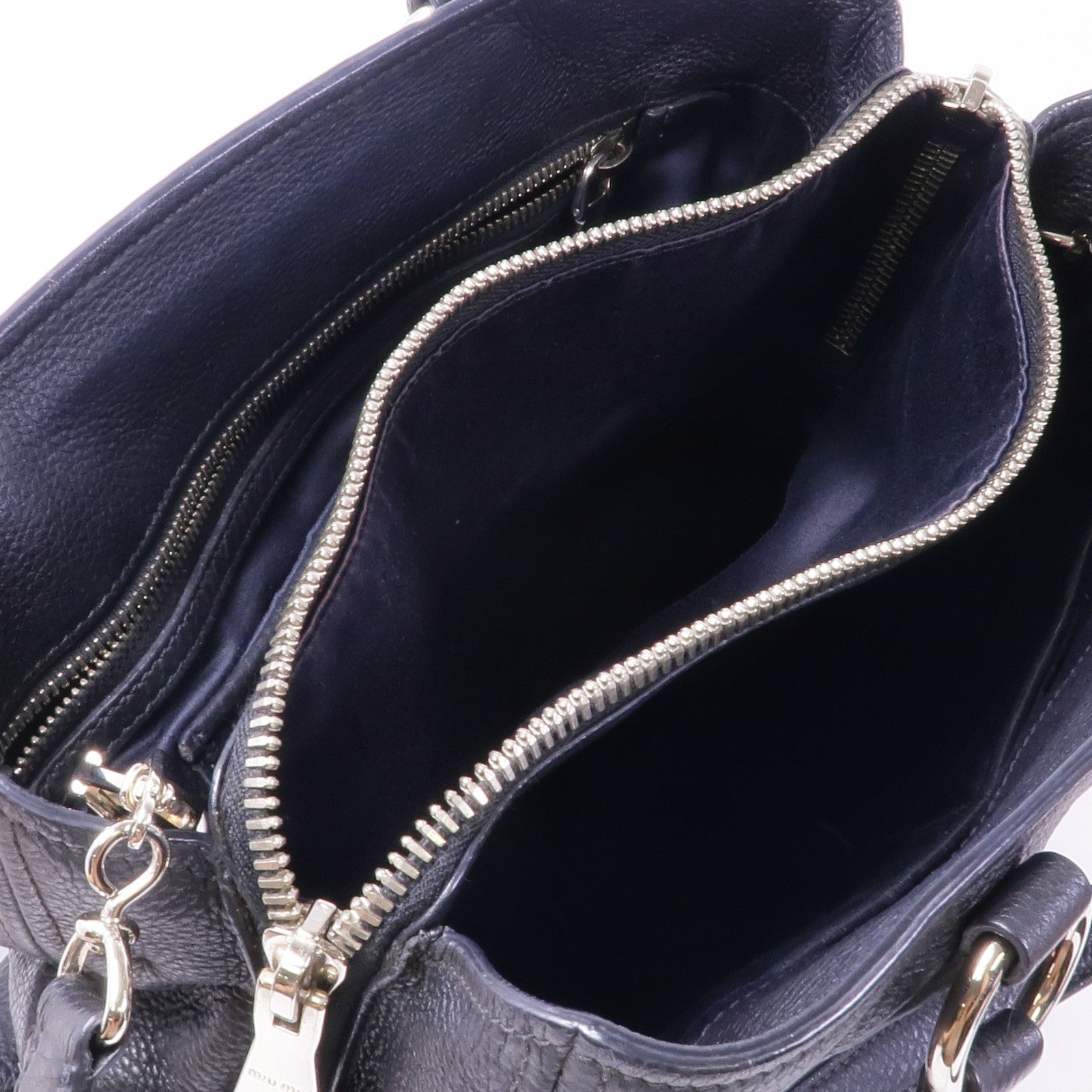 Miu Miu 牛皮皮革2 Way Shoulder銀扣手挽肩背兩用袋