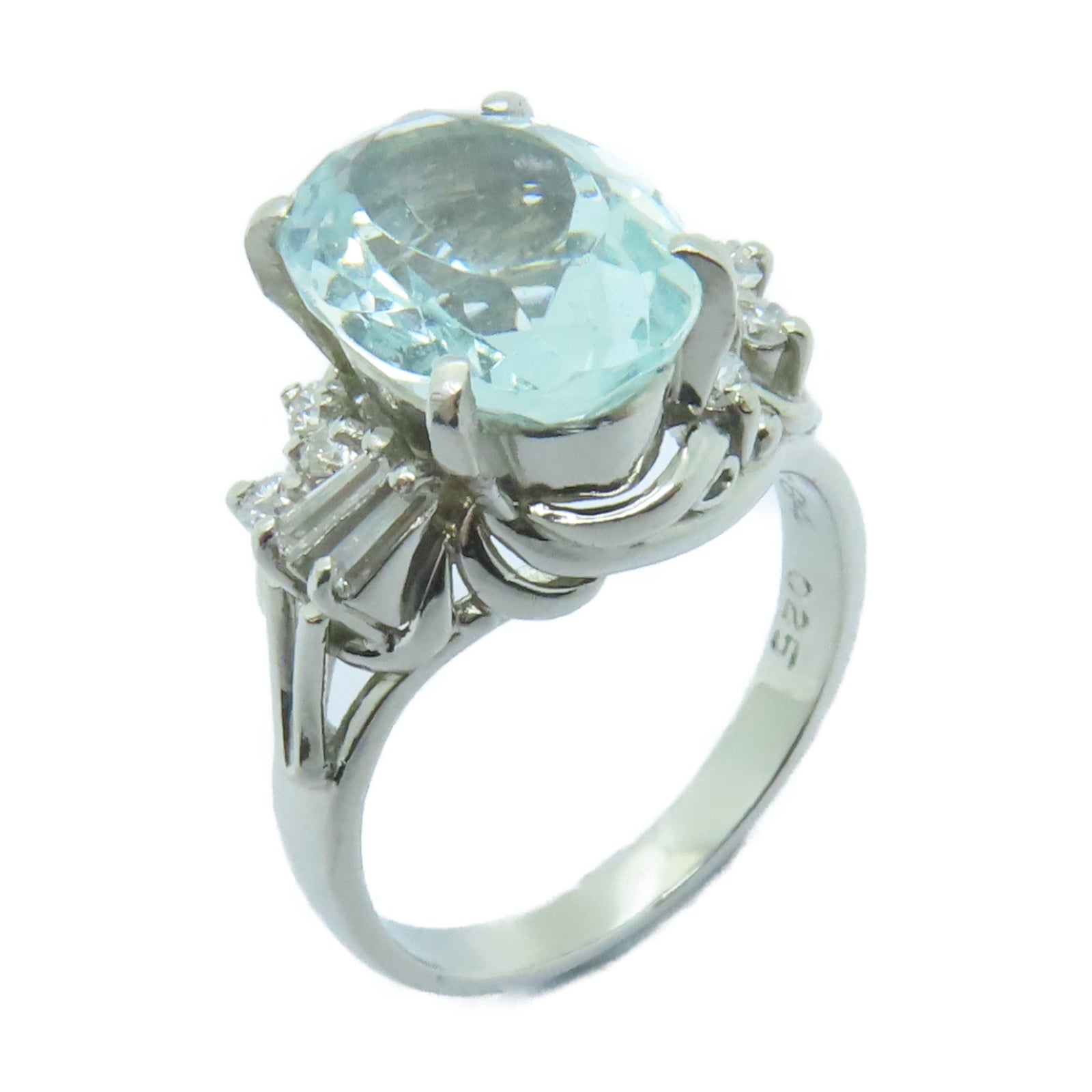 JEWELRY 【激減優惠】PT900鉑金Ring2.84ct海藍寶石/0.25ct鑽石