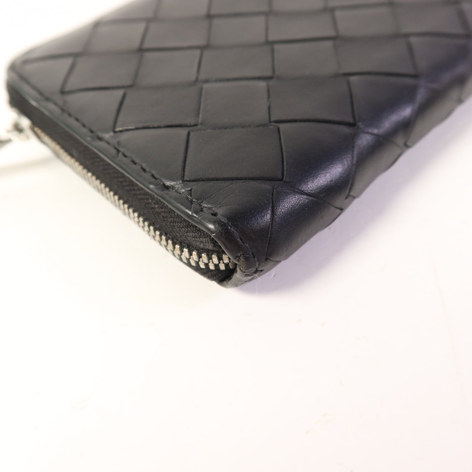 BOTTEGA VENETA 織紋皮革Long Round Wallet銀扣長錢包