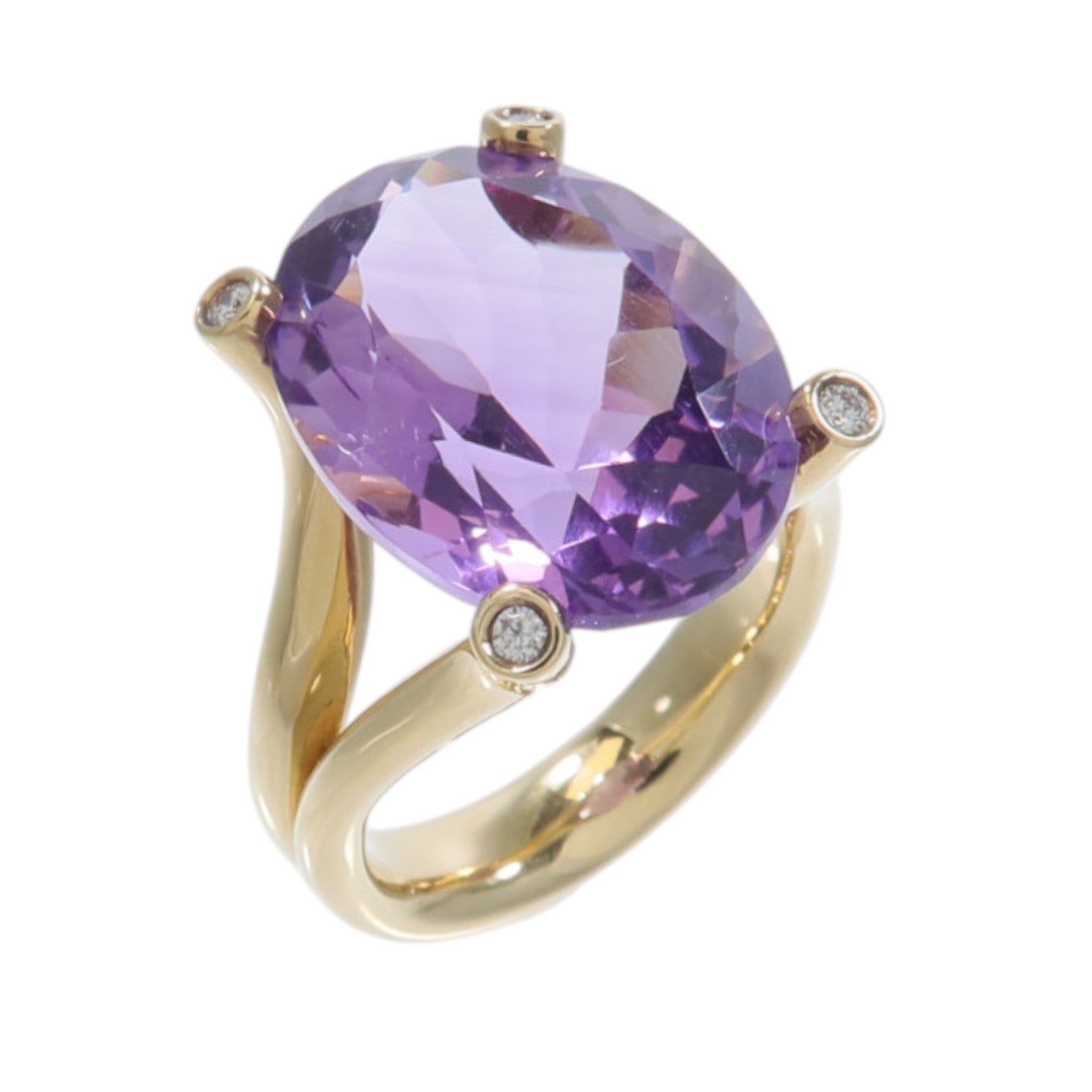 JEWELRY 18K黃金Amethyst Diamond Ring紫水晶/鑽石戒指