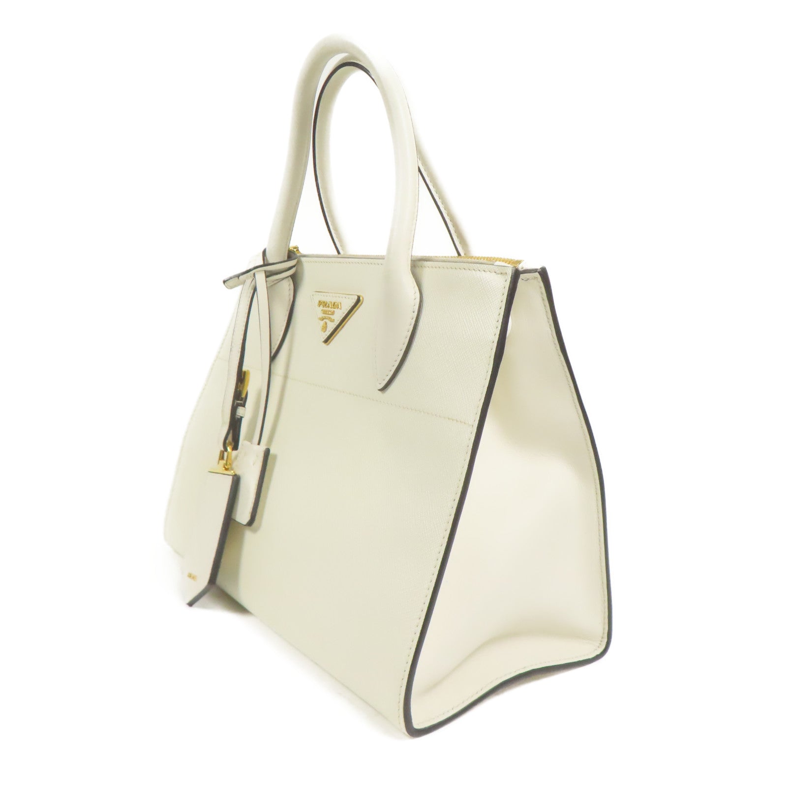 PRADA GHW 2way Shoulder Bag Calfskin Leather White