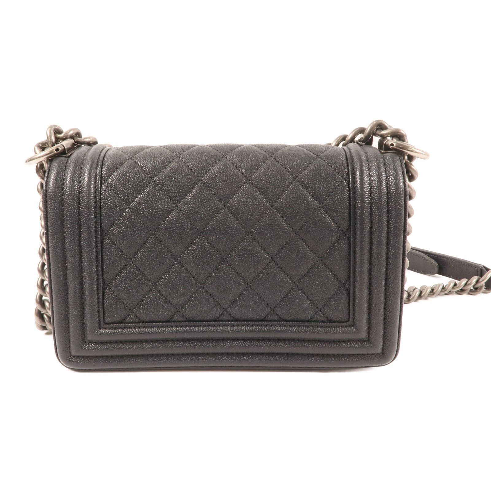 CHANEL 牛皮皮革Boy 20銀扣鏈帶肩背袋