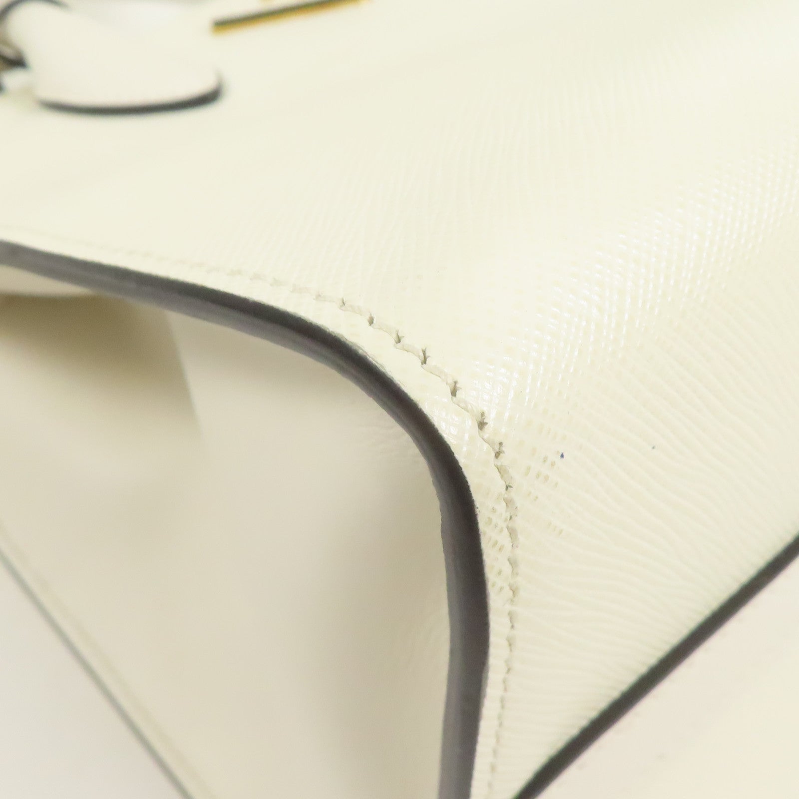 PRADA GHW 2way Shoulder Bag Calfskin Leather White