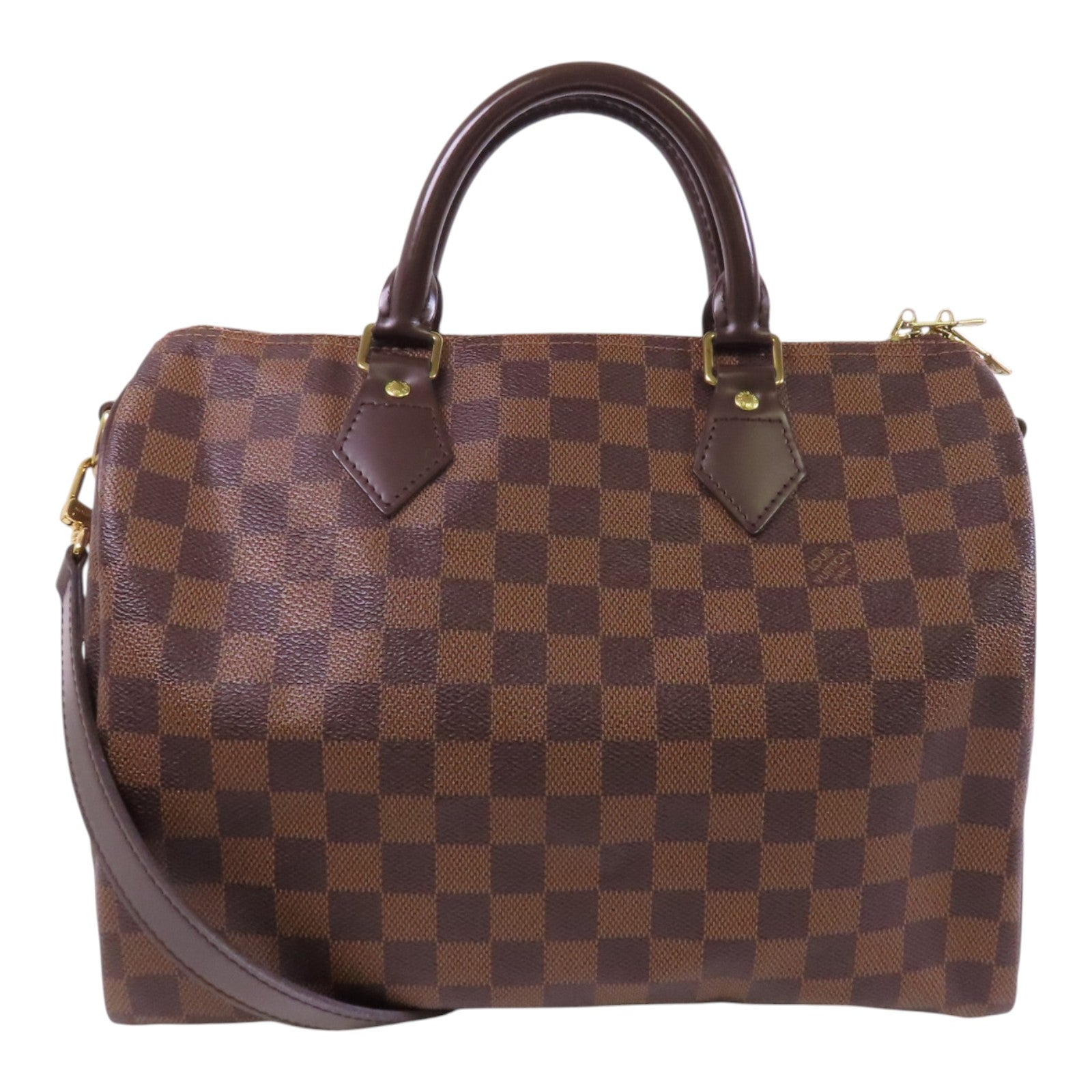 LOUIS VUITTON Damier Ebene Speedy 30金扣手挽肩背兩用袋