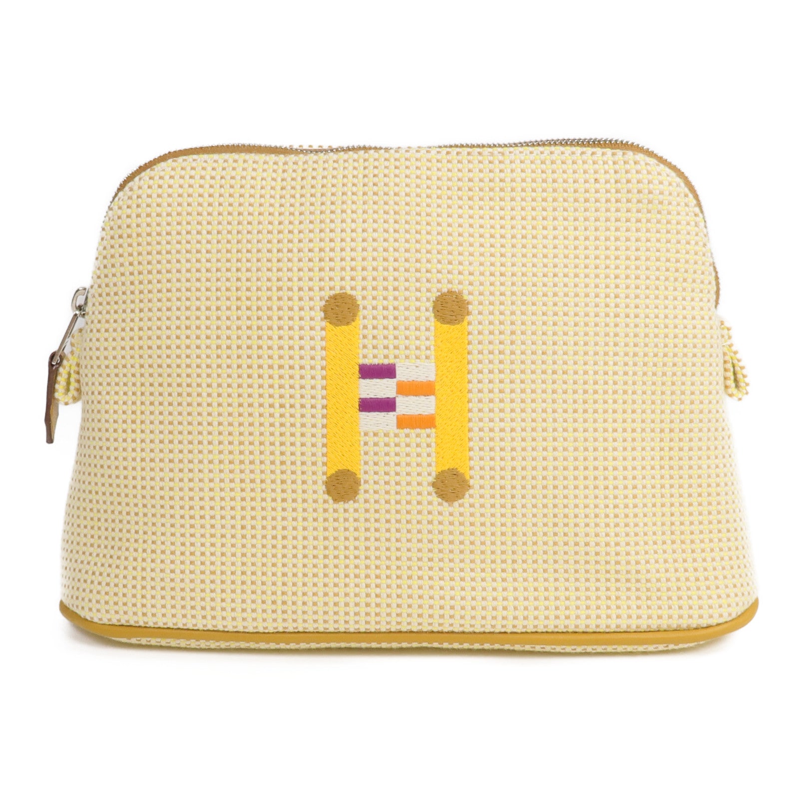 HERMES 帆布Bolide Crazy H銀扣手拿包