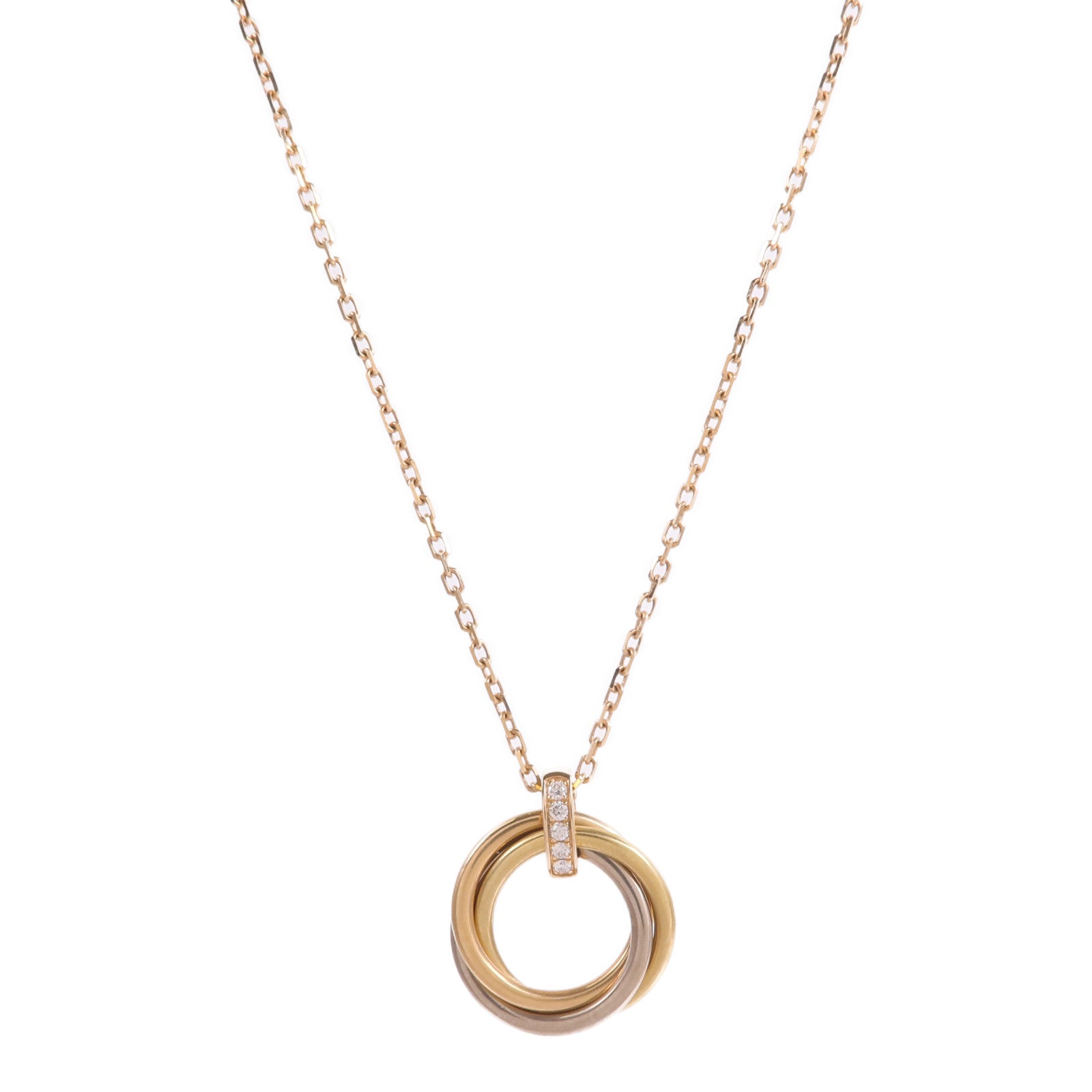 CARTIER 18K黃金/白金/玫瑰金Trinity Diamond Necklace鑽石項鍊