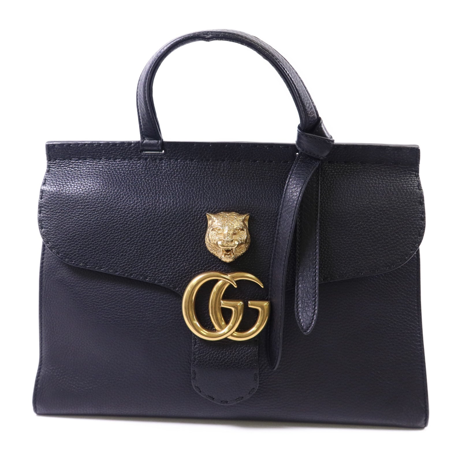 GUCCI 牛皮皮革GG Marmont Top Handle金扣手挽袋