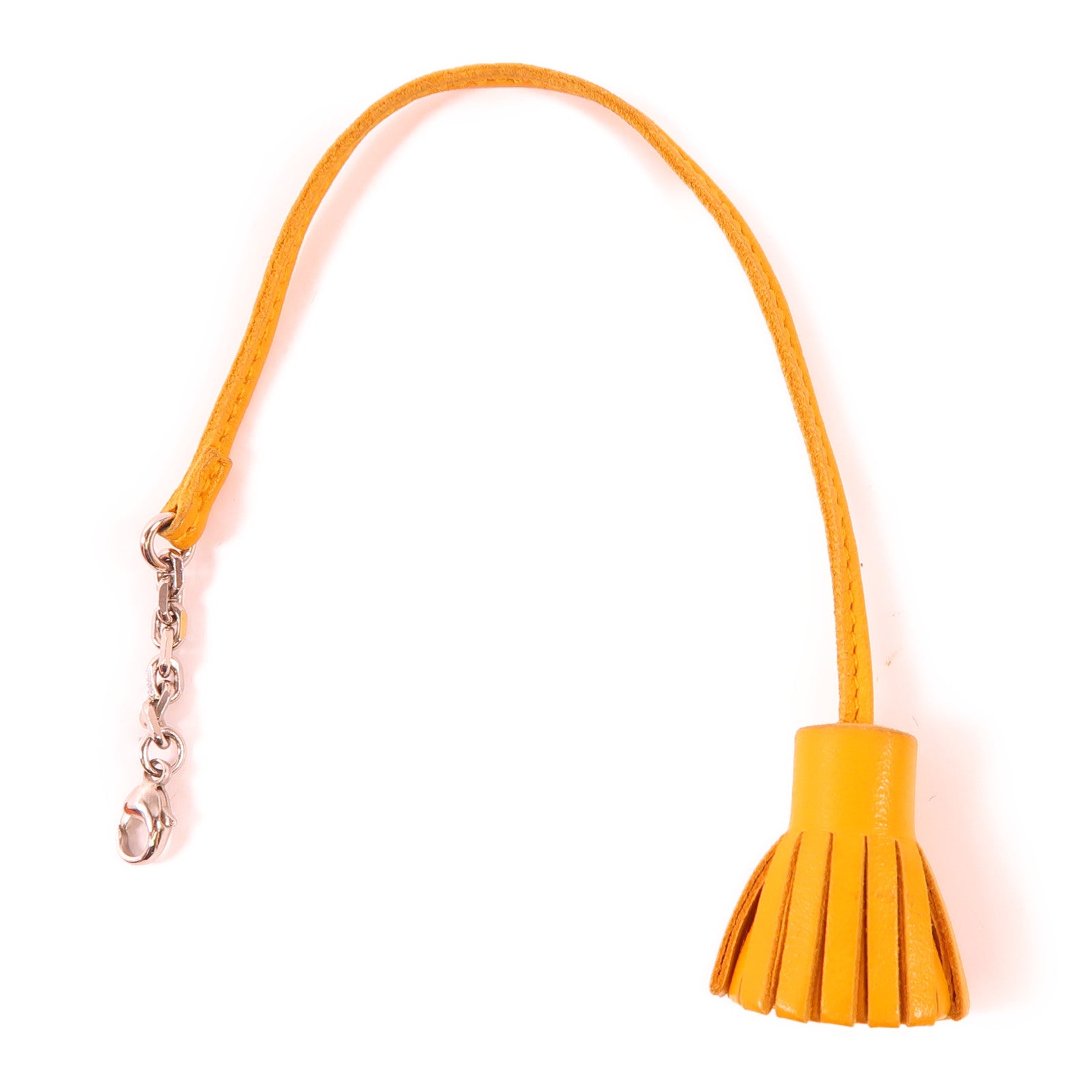 HERMES Swift皮革Carmencita Charm銀扣掛飾Orange