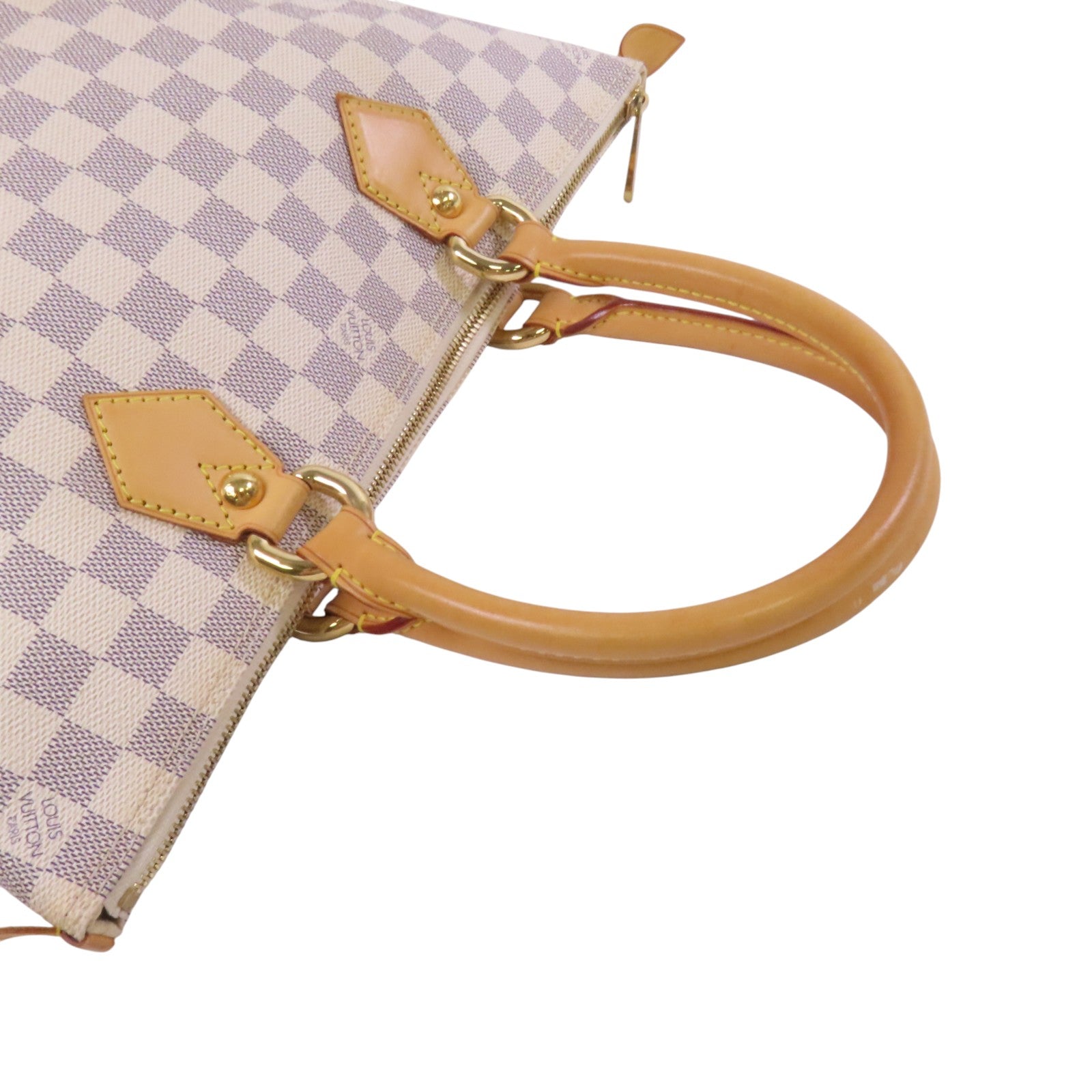 LOUIS VUITTON Damier Azur Saleya PM金扣手挽袋