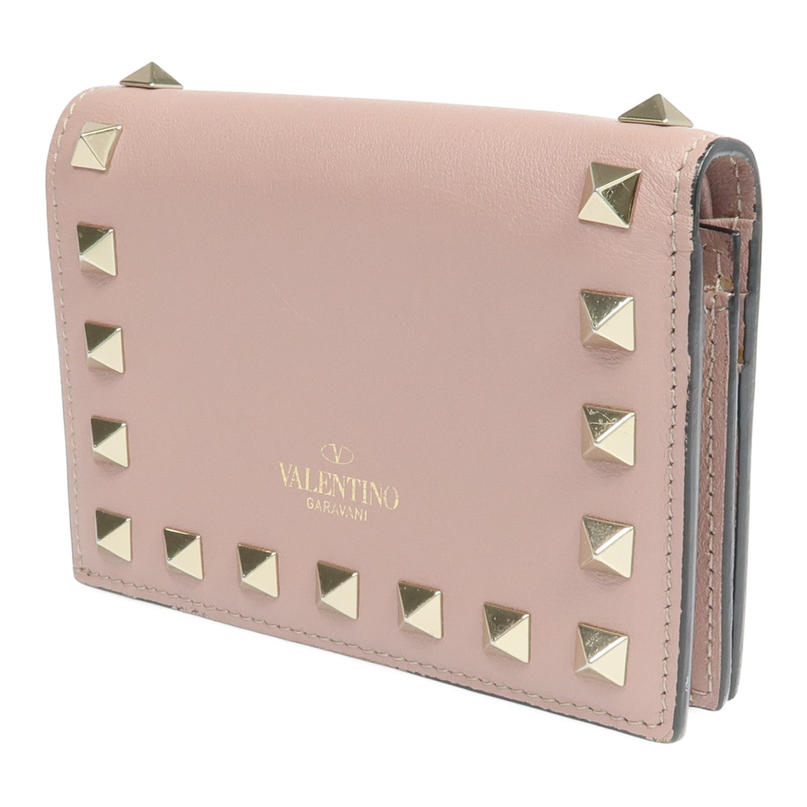 Valentino 牛皮皮革Bifold Wallet金扣錢包