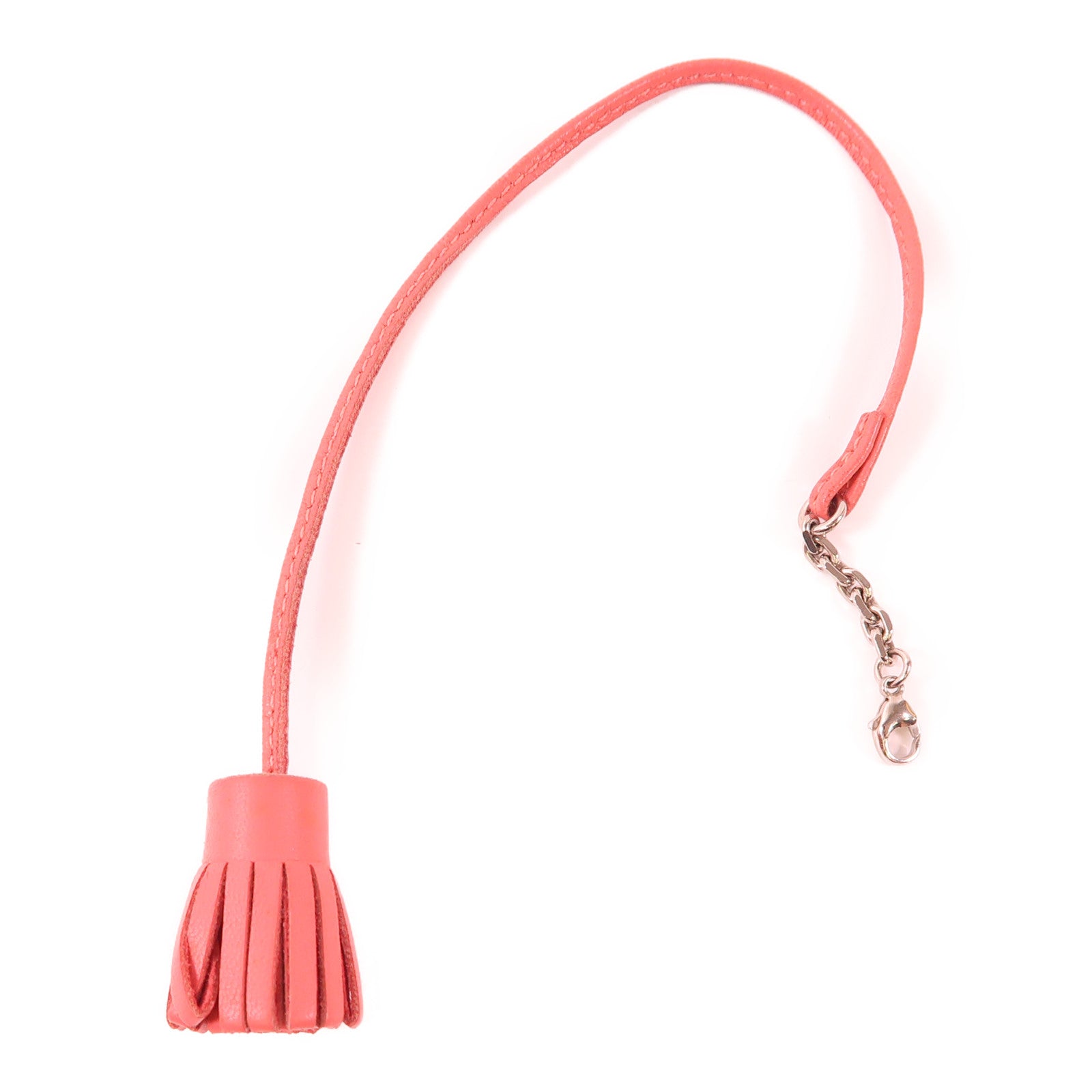 HERMES Swift皮革Carmencita Charm銀扣掛飾Pink