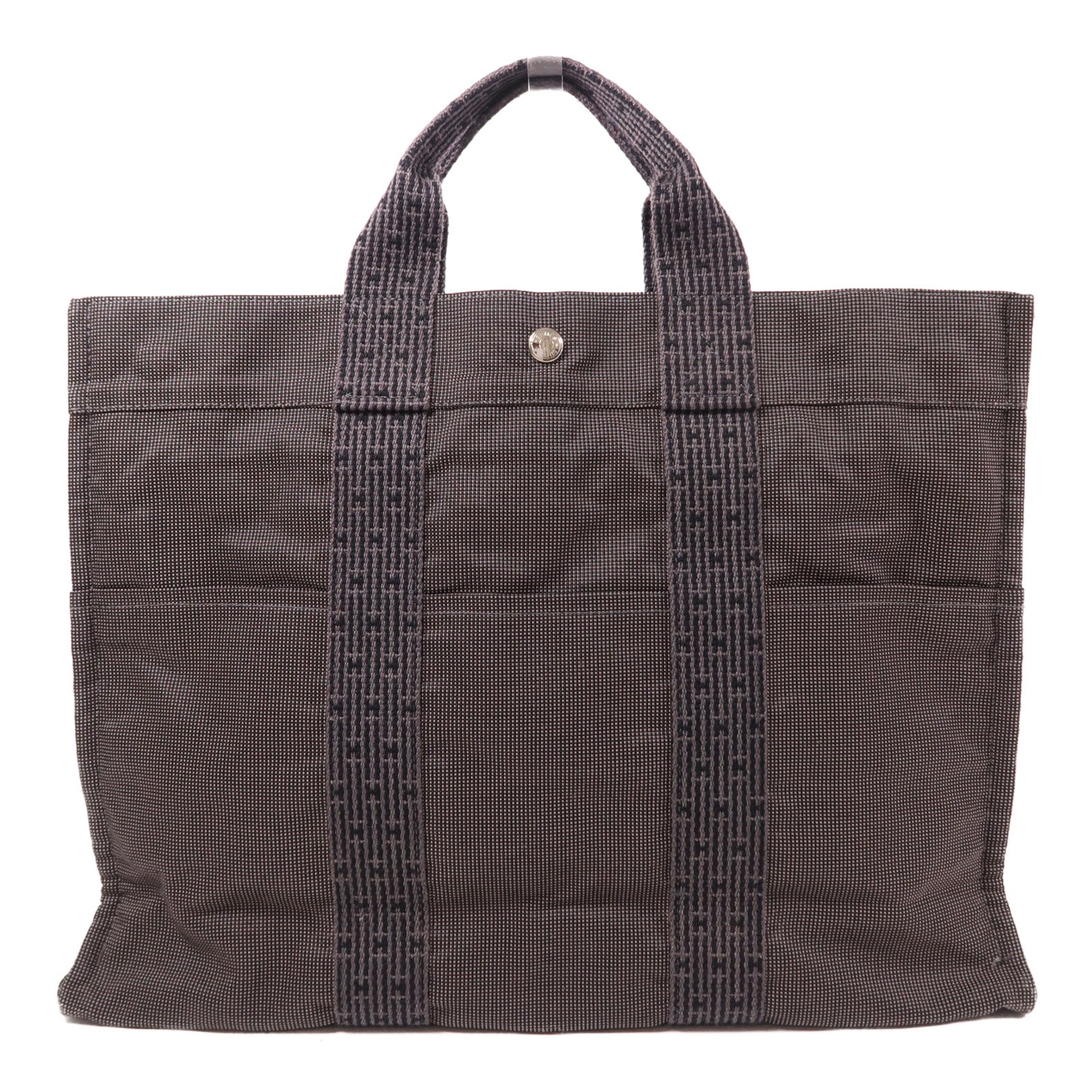 HERMES 帆布Herline銀扣手挽袋