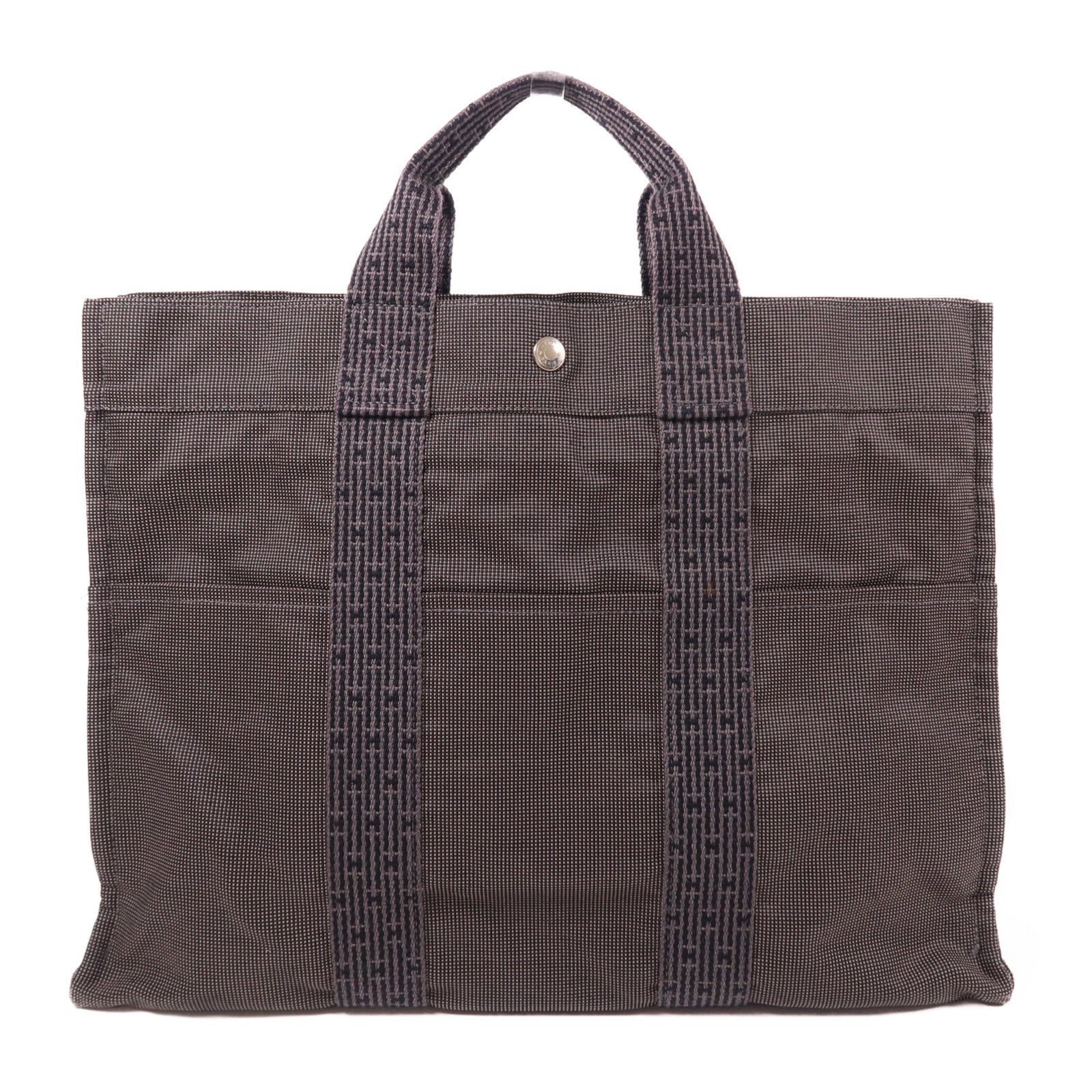 HERMES 帆布Herline銀扣手挽袋