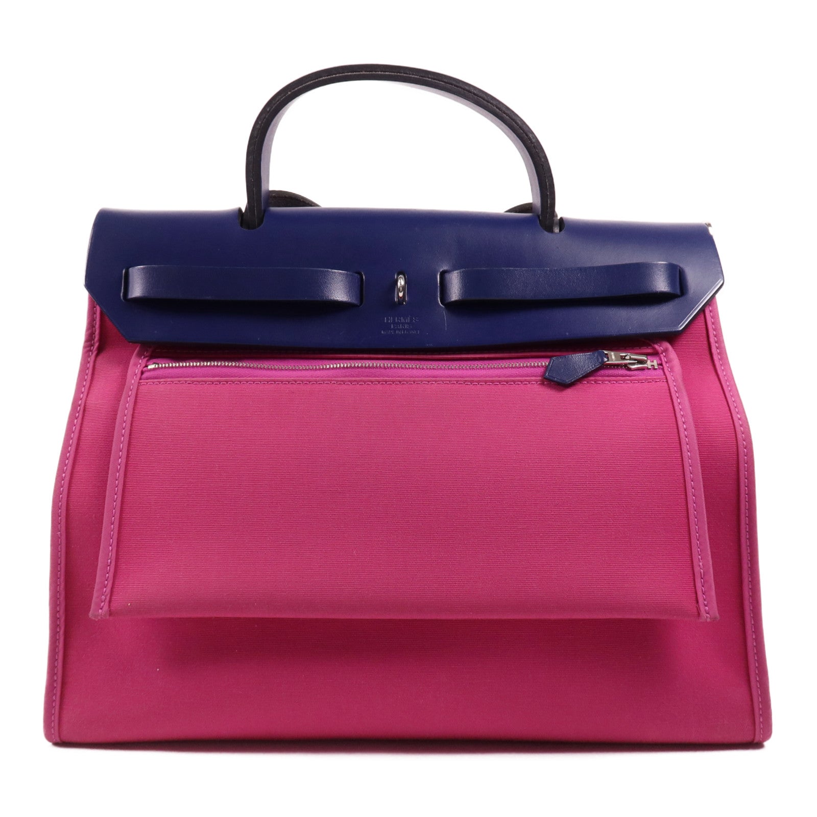 HERMES 帆布Herbag PM銀扣手挽肩背兩用袋Magnolia