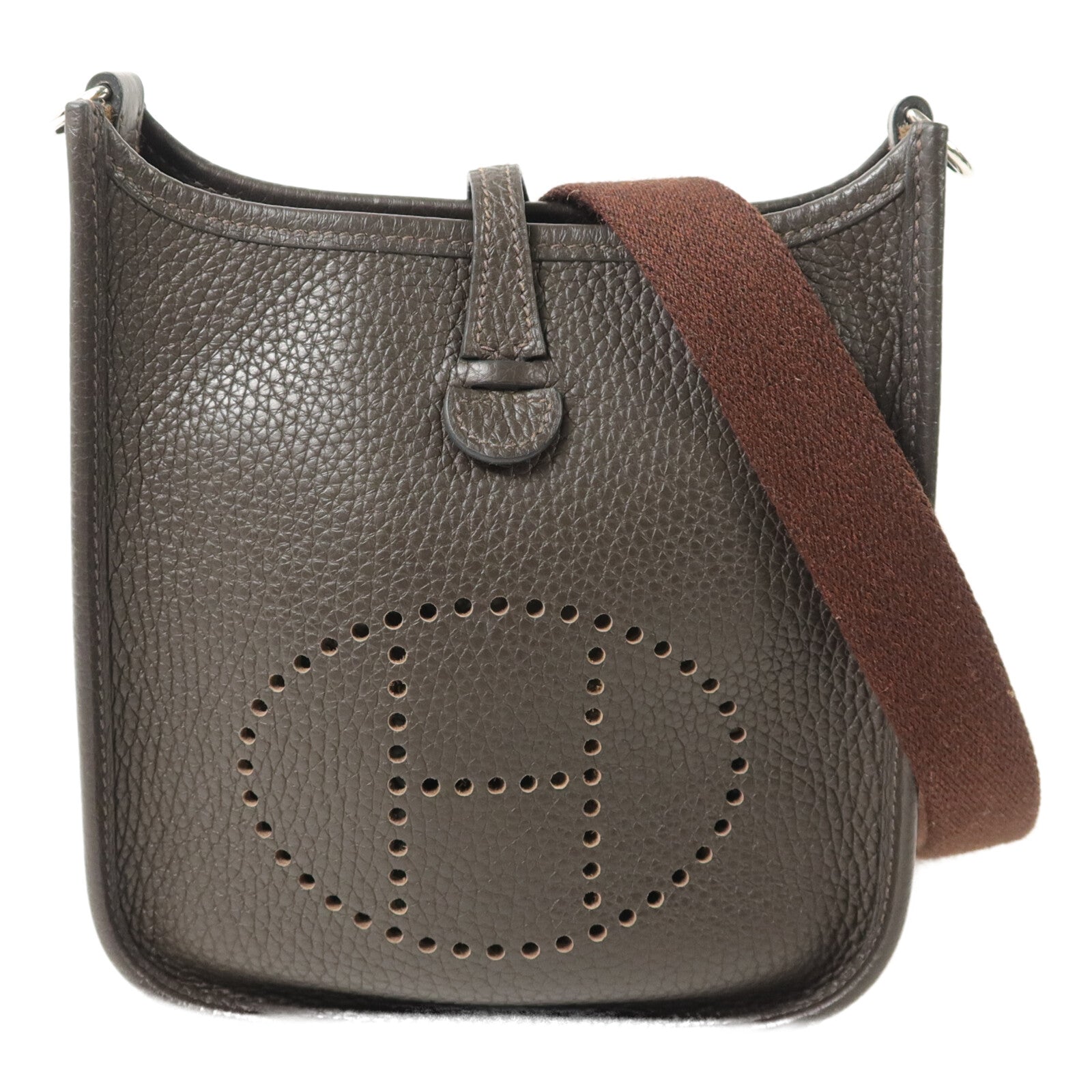 HERMES Clemence皮革Evelyne TPM肩背袋Chocolat