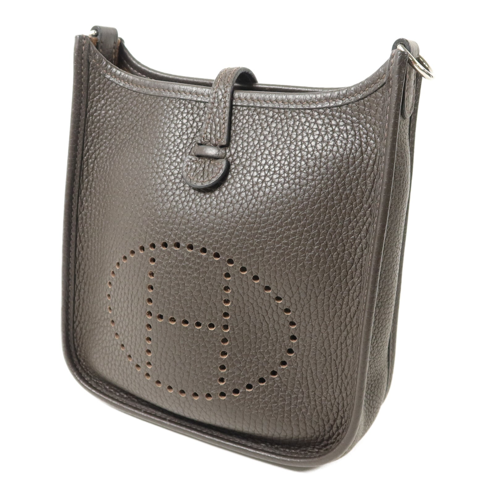 HERMES Clemence皮革Evelyne TPM肩背袋Chocolat