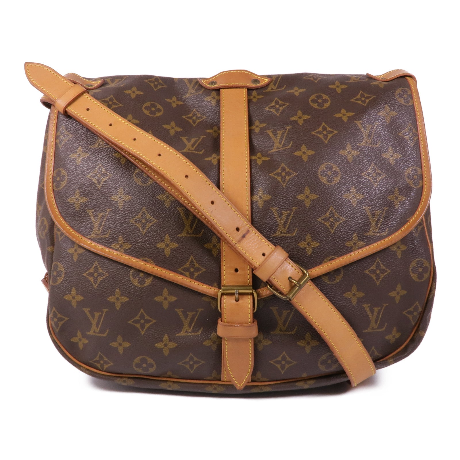 LOUIS VUITTON Monogram Saumur 35金扣肩背袋