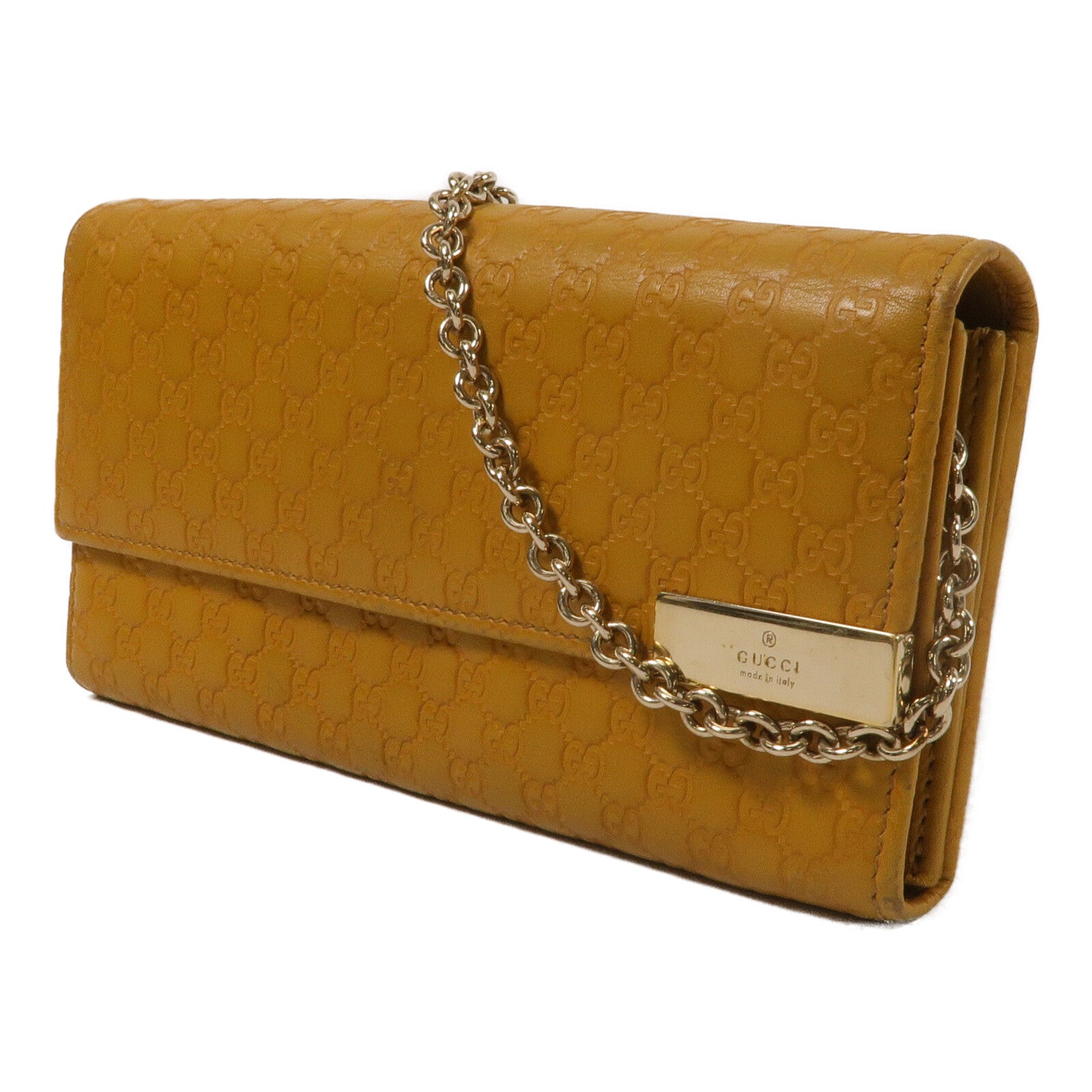 GUCCI 牛皮皮革Pouch Long wallet鏈帶肩背袋