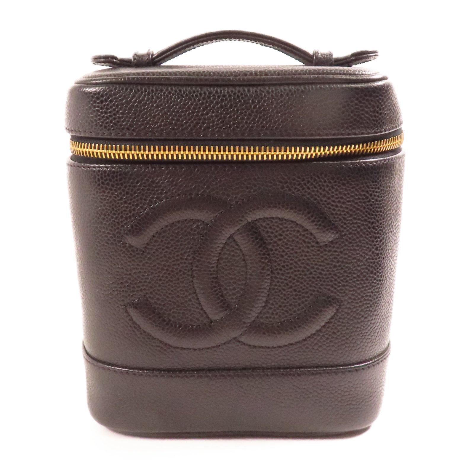 CHANEL 牛皮皮革Vanity金扣手挽袋