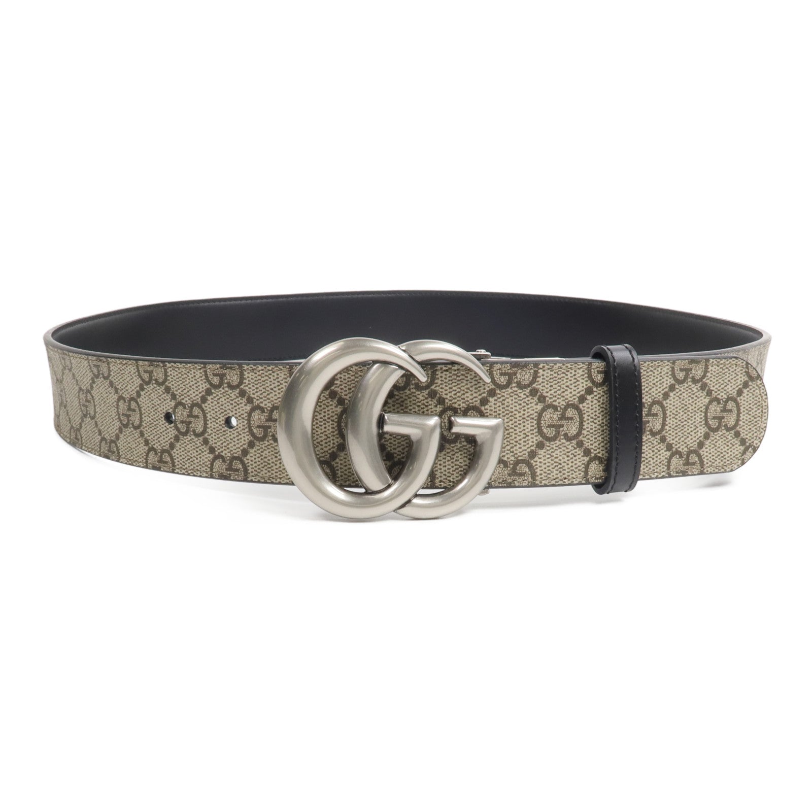 GUCCI 塗層帆布/牛皮皮革Reversible G Buckle Belt 90cm皮帶