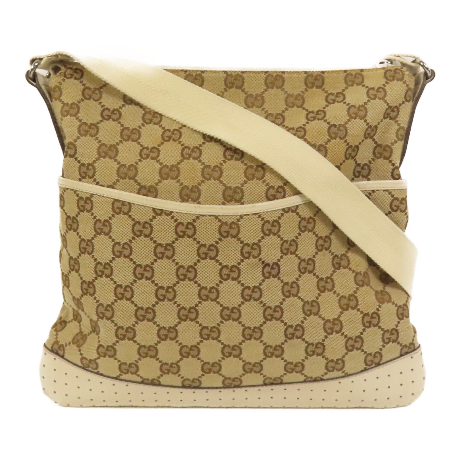 GUCCI 帆布Shoulder Bag銀扣肩背袋