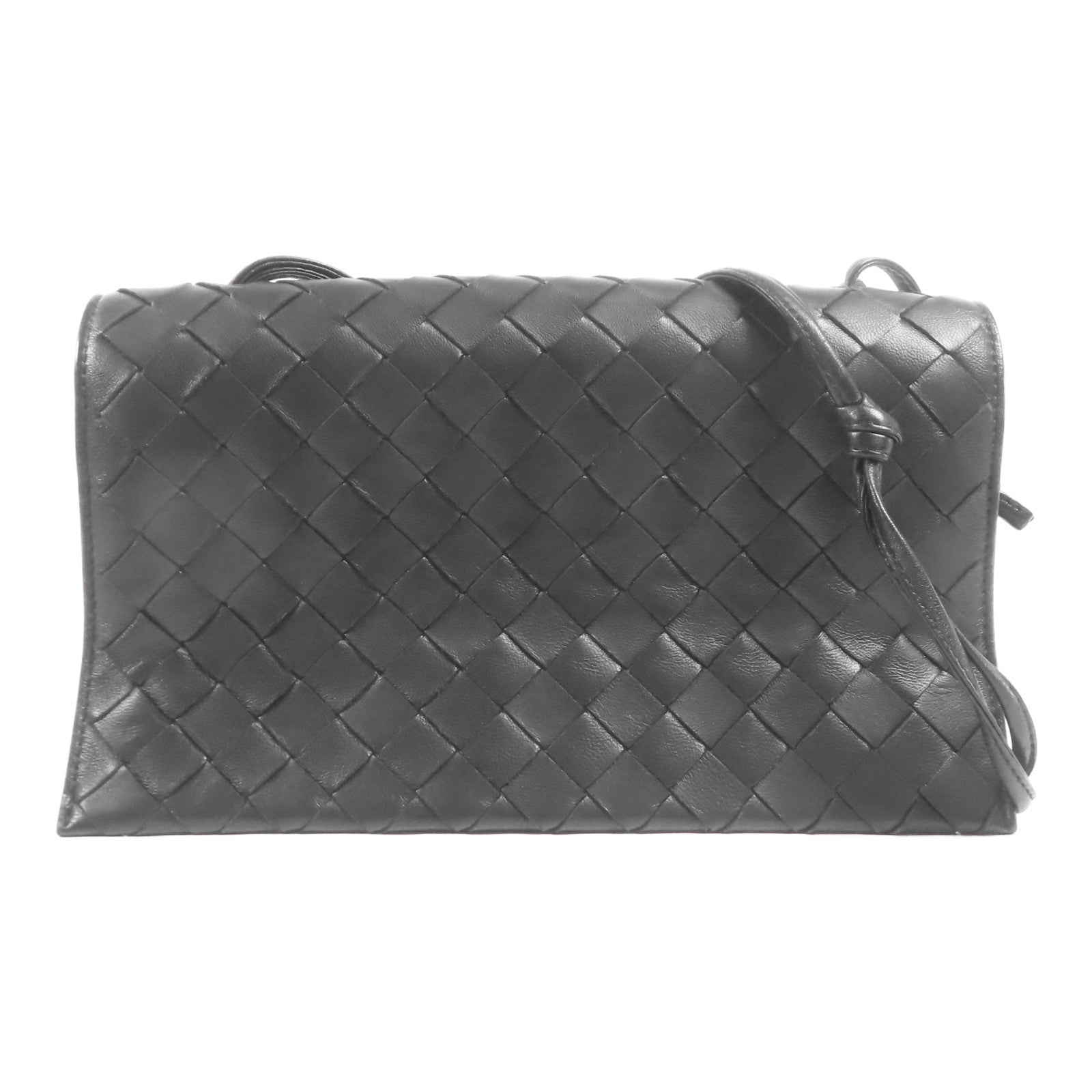 BOTTEGA VENETA 【激減優惠】羊皮皮革Intrecciato Flap金扣肩背袋