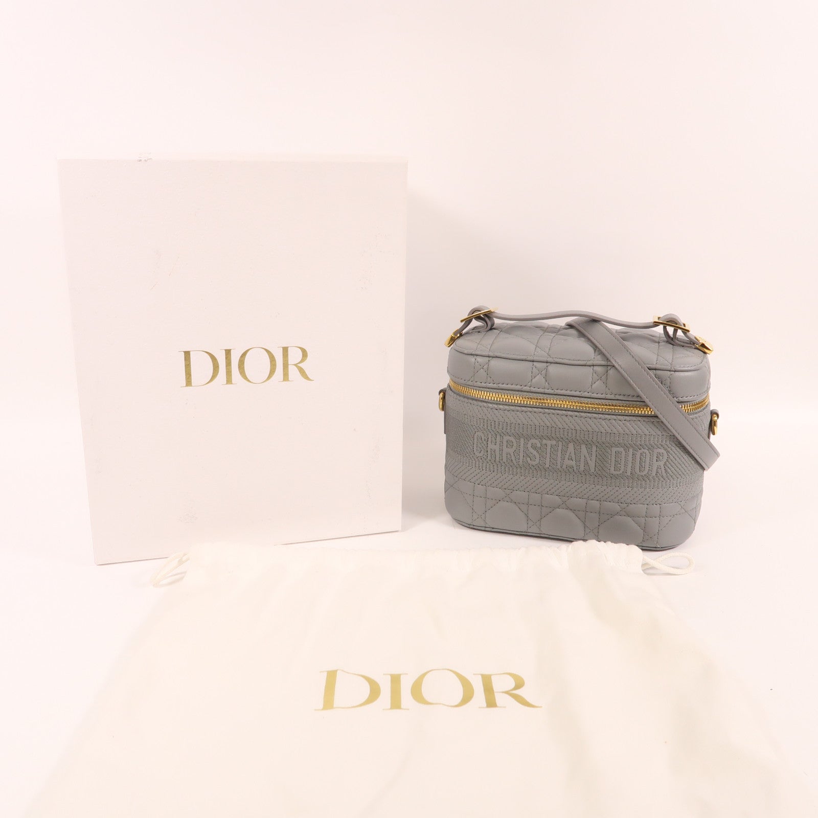 Dior 羊皮皮革Travel Vanity Case金扣手挽肩背兩用袋