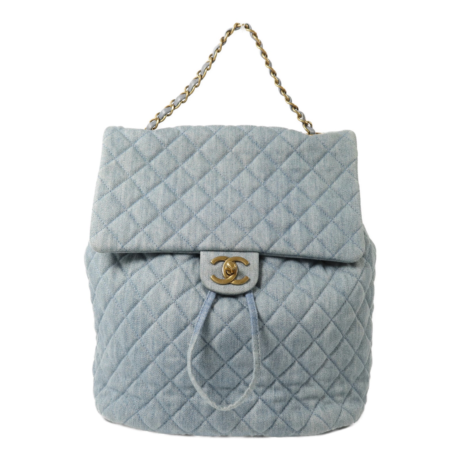 CHANEL 牛仔布Backpack鏈帶背包