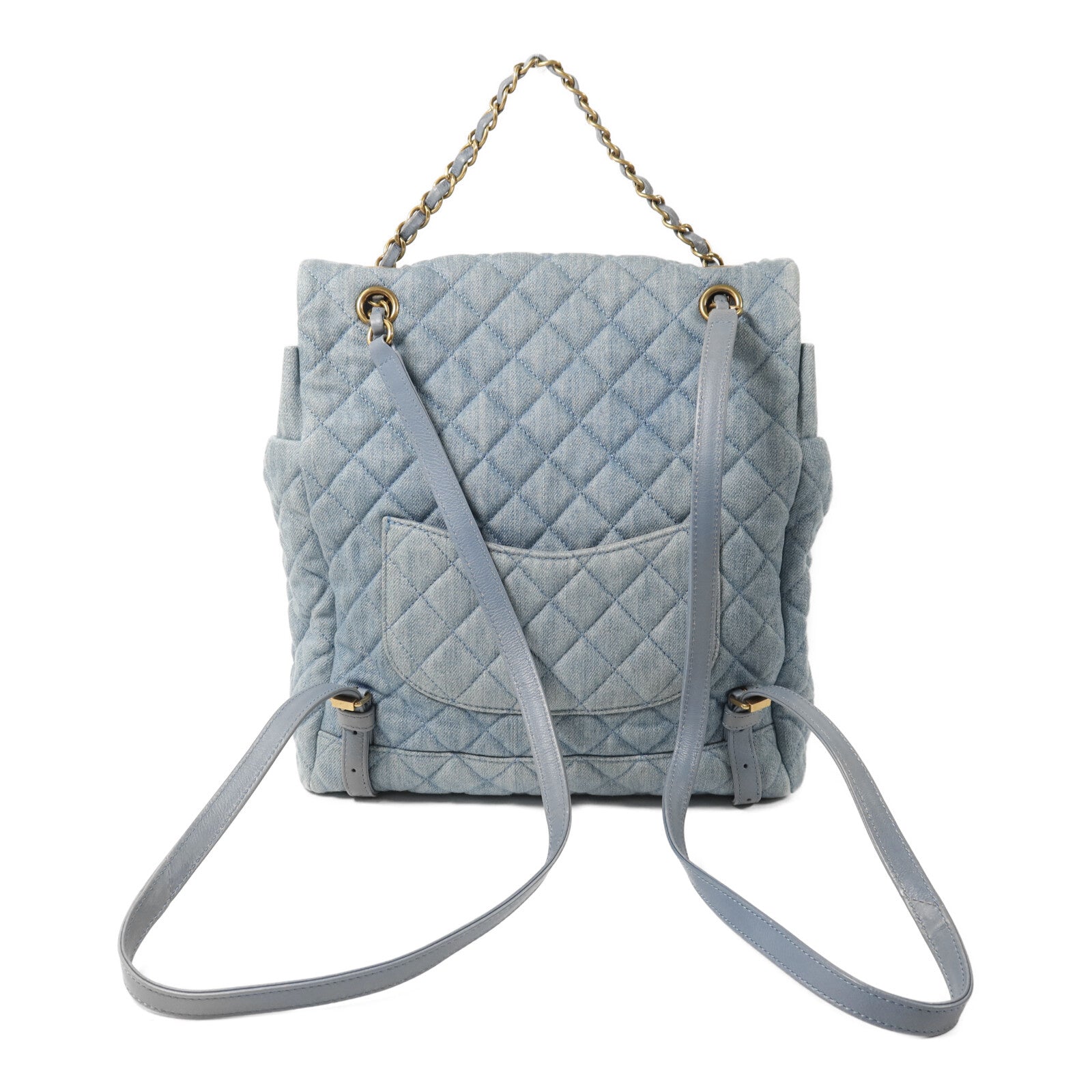 CHANEL 牛仔布Backpack鏈帶背包