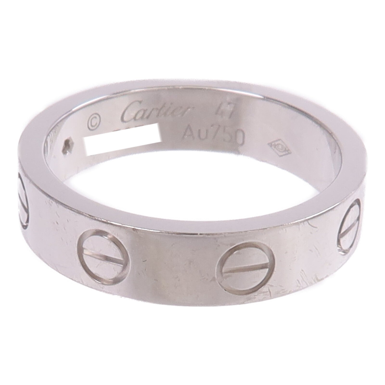 CARTIER 18K白金Mini Love Ring鑽石戒指Cartier#47/US#4.25