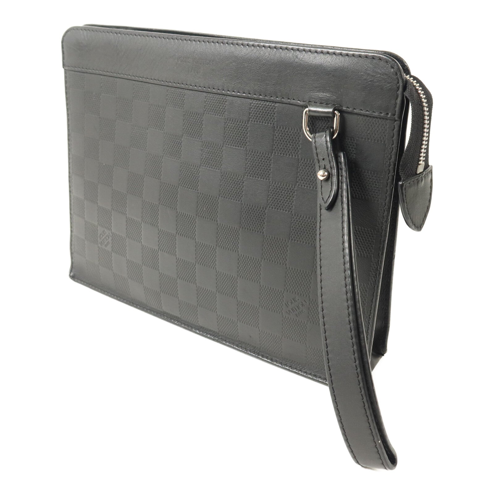LOUIS VUITTON Damier Infini Stand Pouch銀扣手拿包