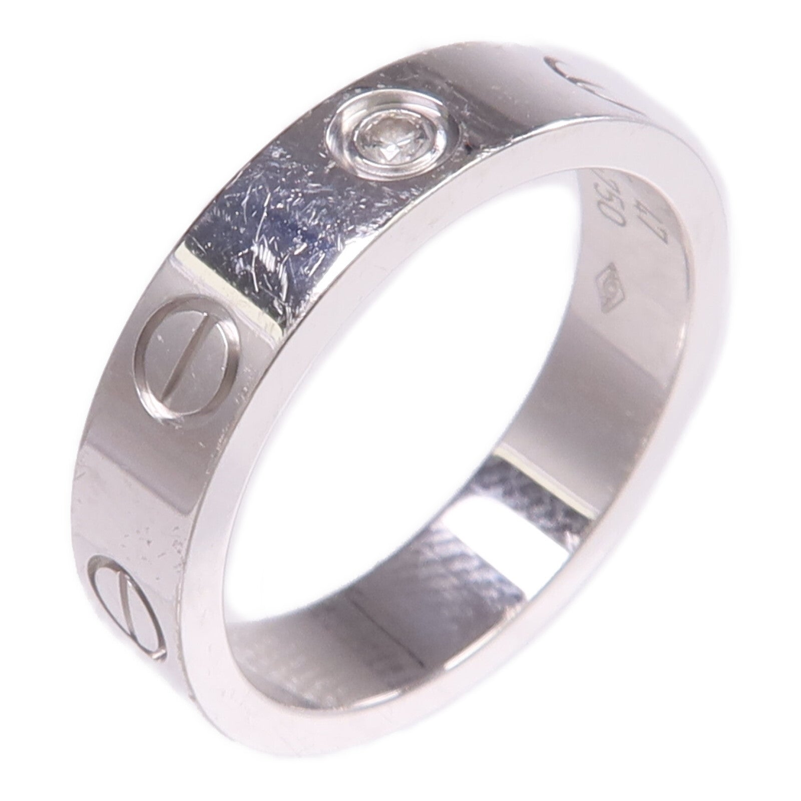 CARTIER 18K白金Mini Love Ring鑽石戒指Cartier#47/US#4.25