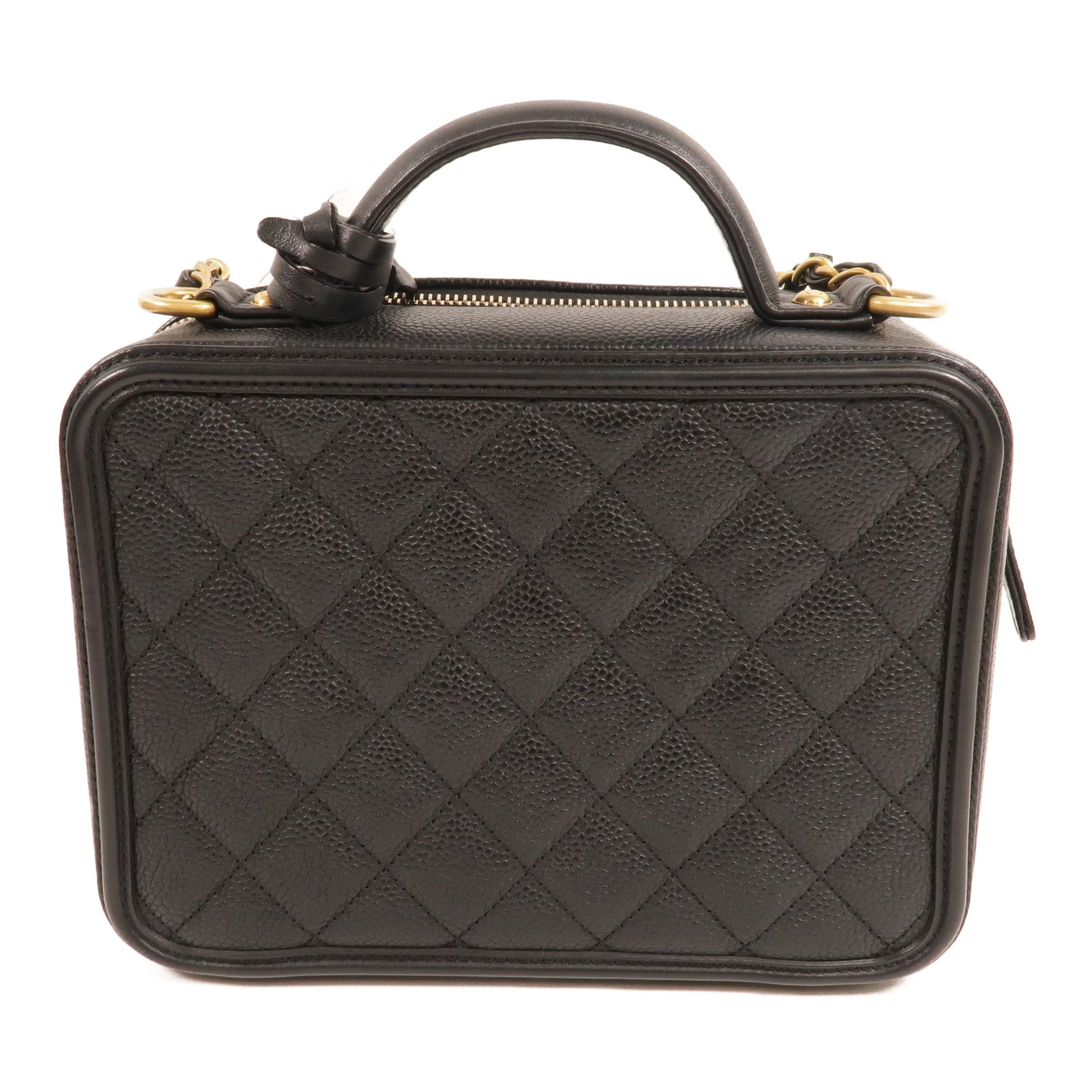 CHANEL 牛皮皮革Filigree Vanity Case手挽肩背兩用袋