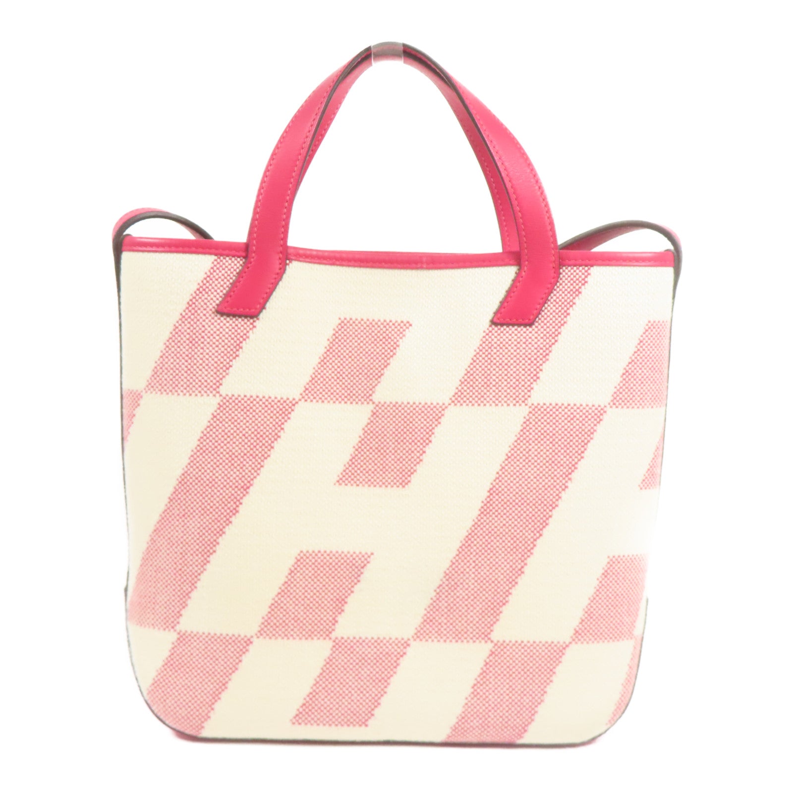 HERMES 帆布Cabas H En Biais 27手挽肩背兩用袋Rose Shocking