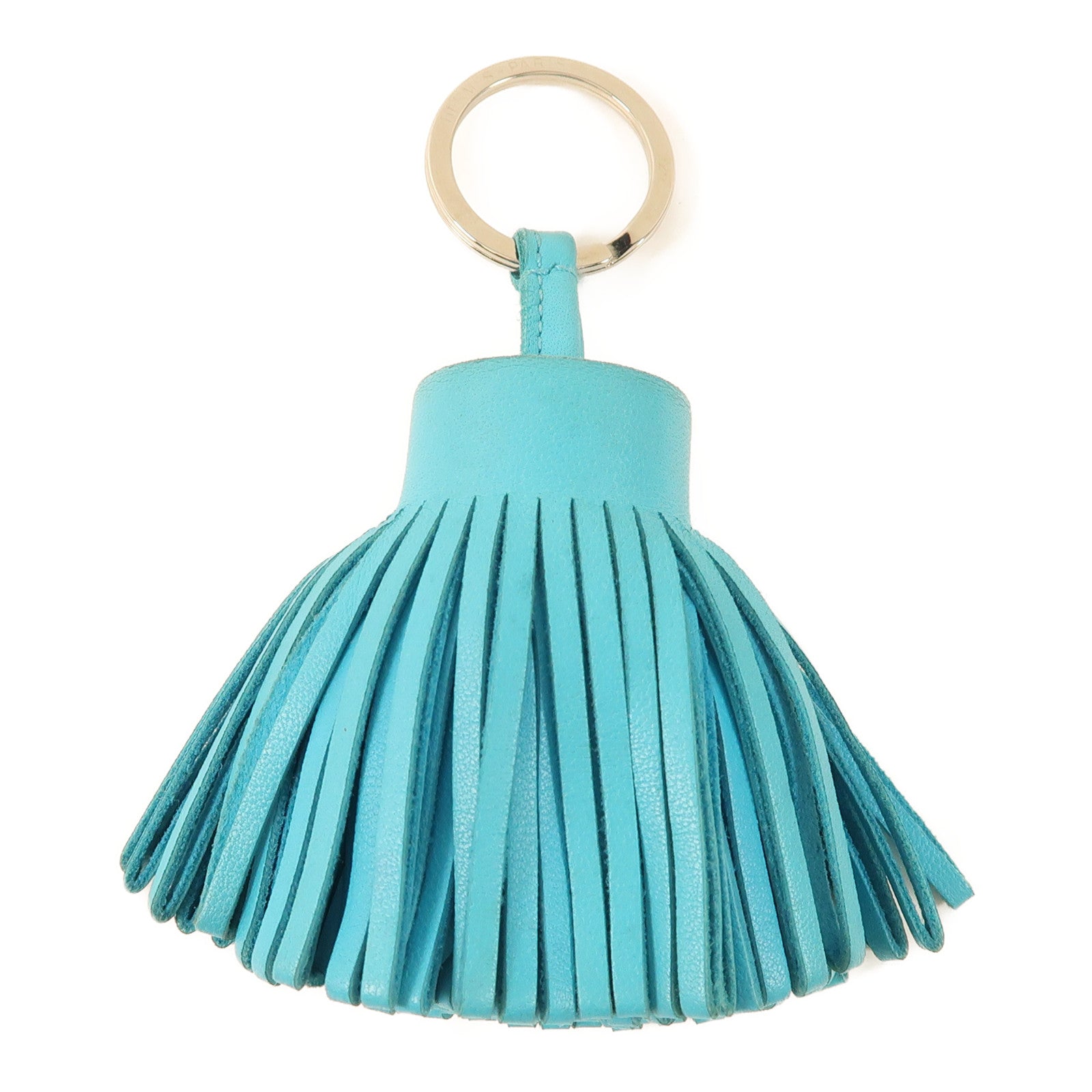 HERMES Swift皮革Carmen Key Ring銀扣鑰匙圈Blue