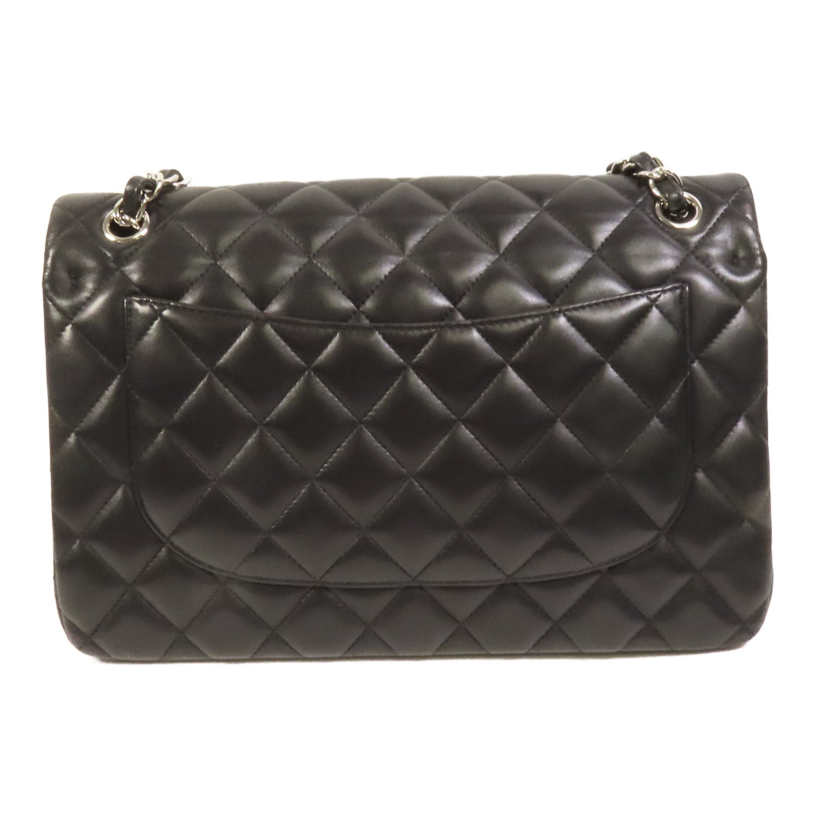 CHANEL 羊皮皮革Large Classic銀扣鏈帶肩背袋