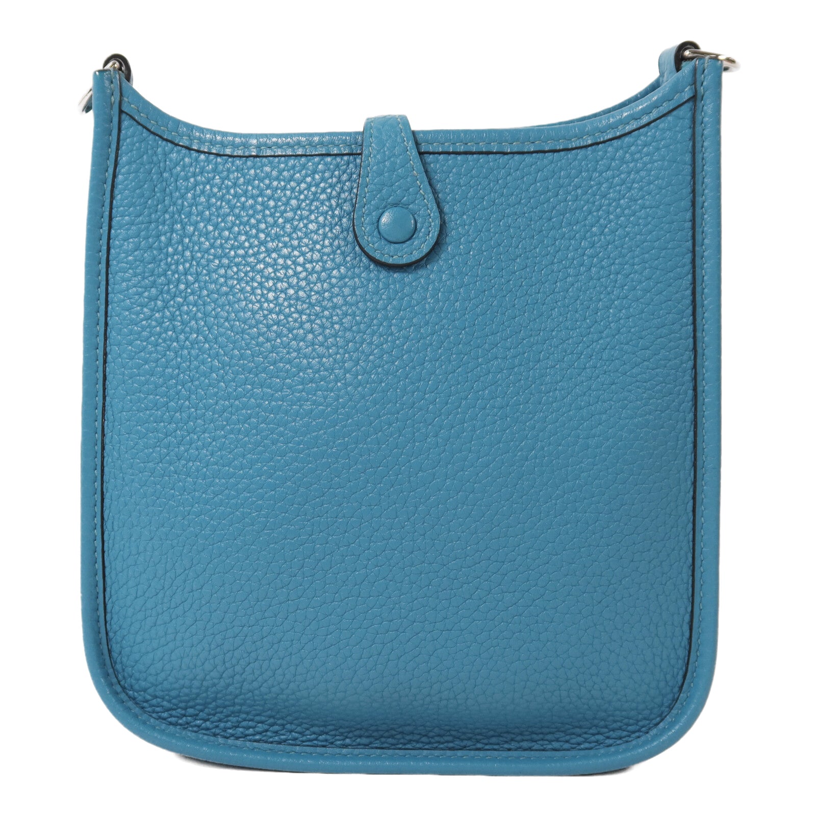 HERMES Clemence皮革Evelyne TPM銀扣肩背袋Bleu Paon