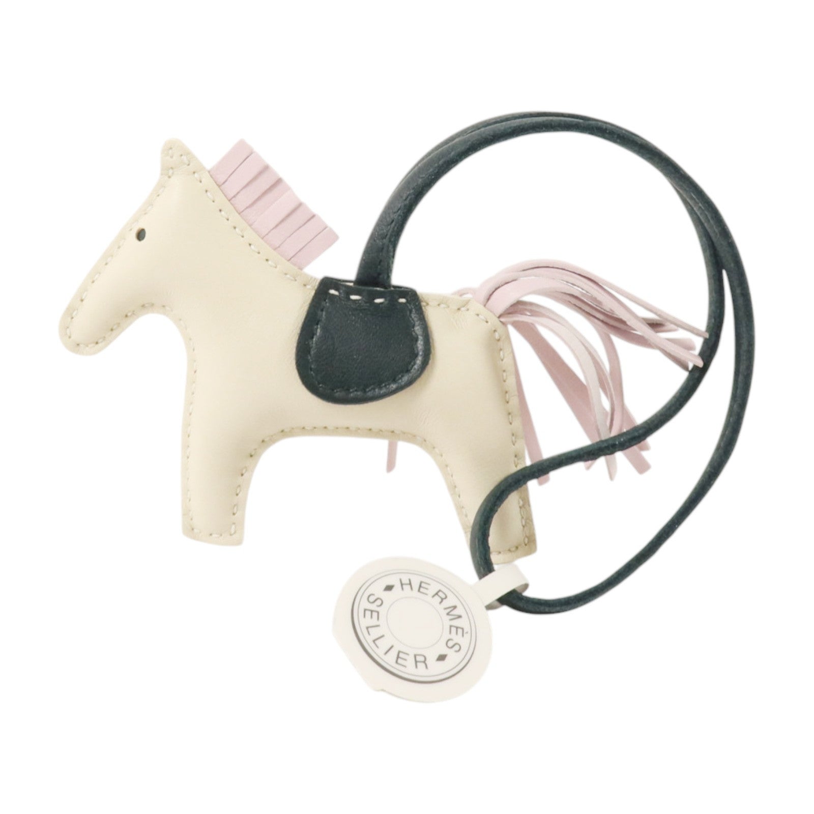 HERMES Milo皮革Rodeo PM掛飾Craie/Mauve Pale/Ver