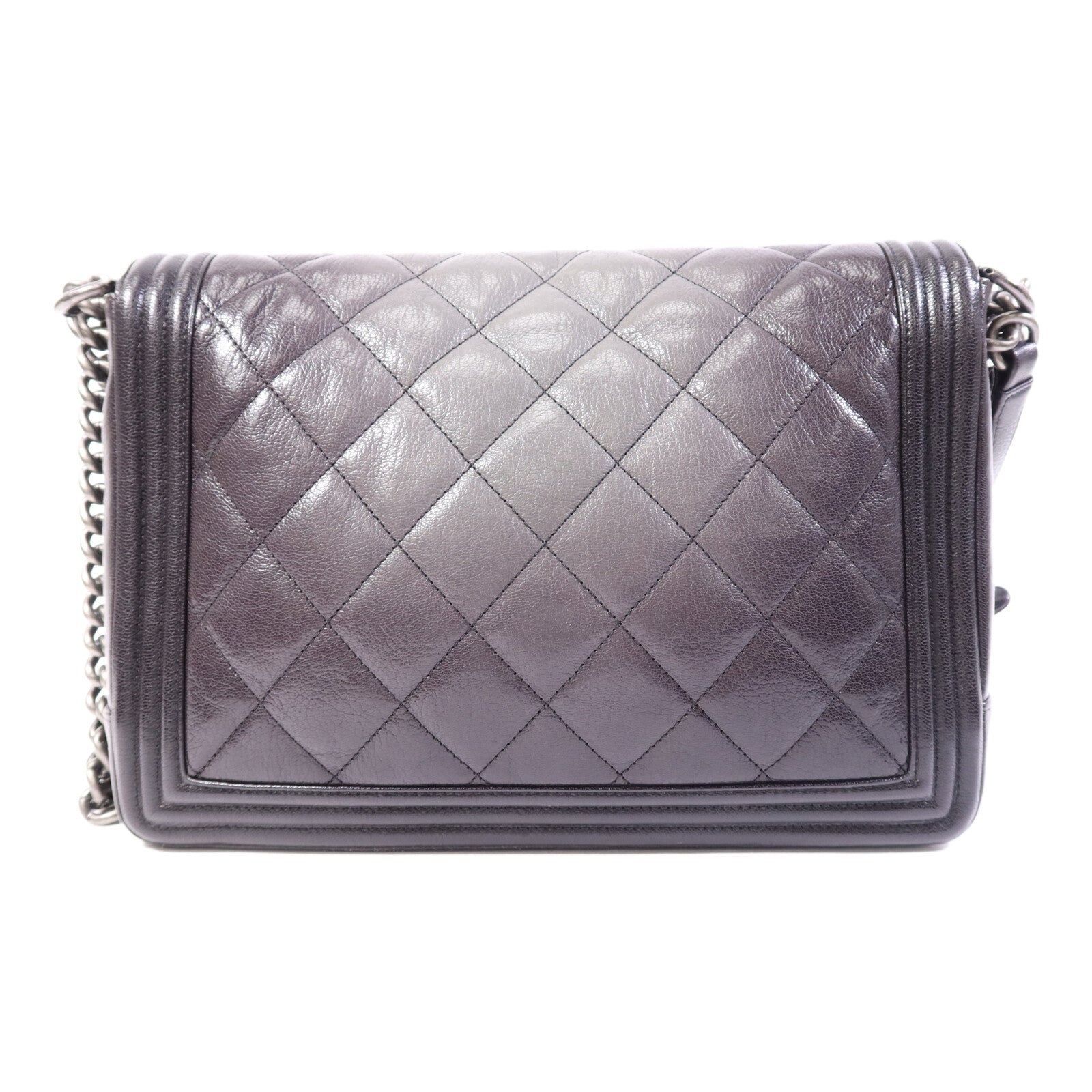 CHANEL 牛皮皮革Boy 30銀扣鏈帶肩背袋