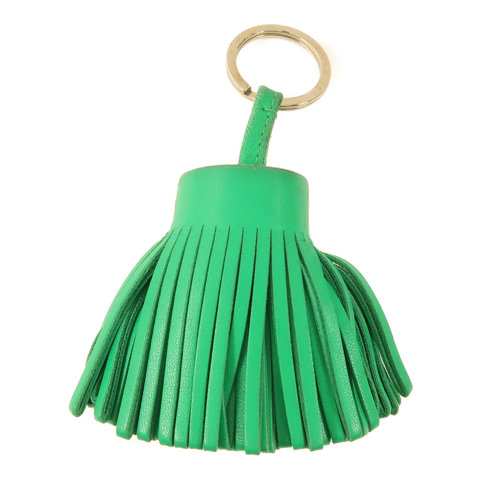 HERMES Swift皮革Carmen Key Ring銀扣鑰匙圈Green