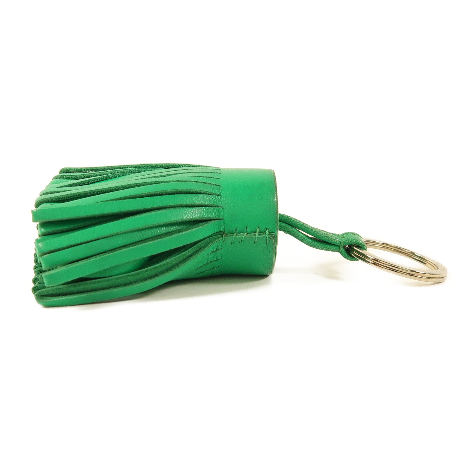 HERMES 【激減優惠】Swift皮革Carmen Key Ring銀扣鑰匙圈Green