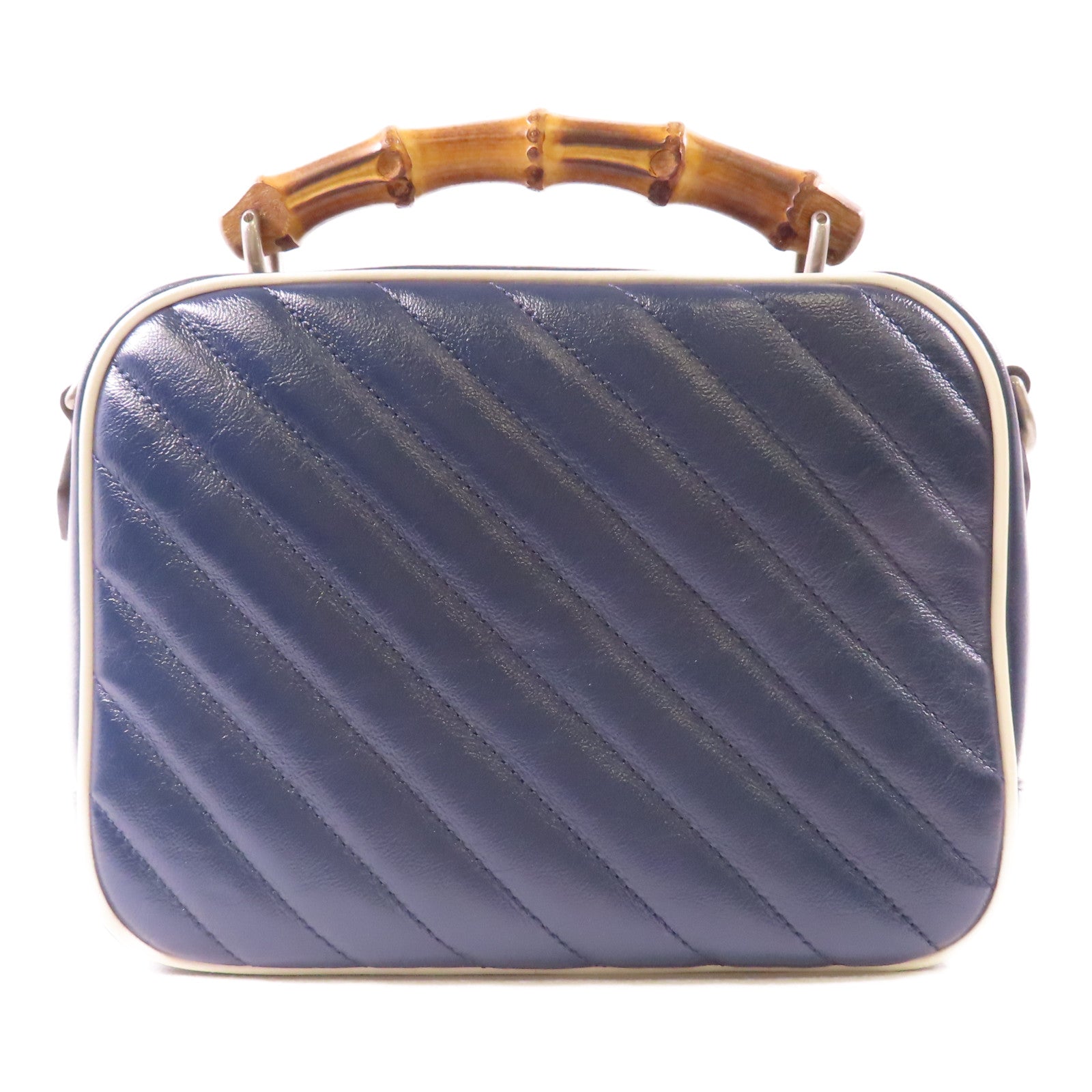 GUCCI GG SHW GG Marmont 2 Way Shoulder Hand Bag 602270 Calfskin Leather Navy